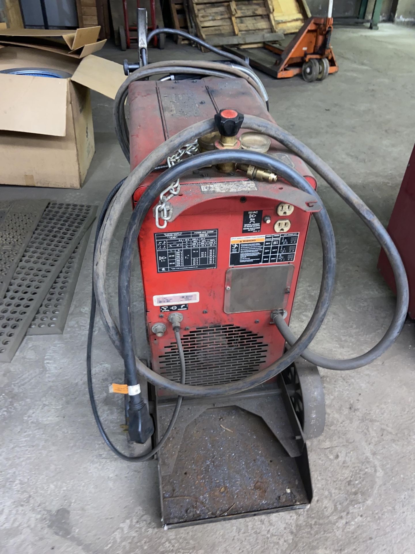 Lincoln Electric 350 MP Power MIG Welder, S/N U1140511081, Mounted on Portable Cart - Image 4 of 5
