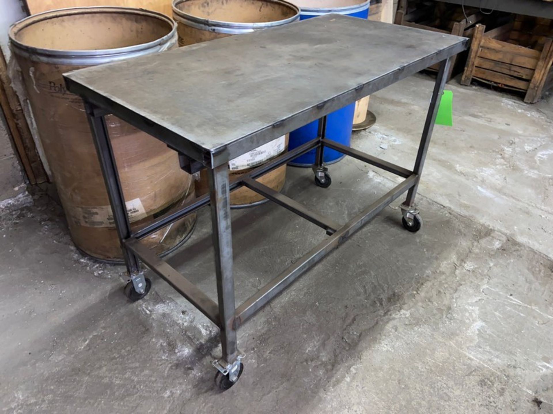 Metal Shop Table, Mounted on Portable Frame (LOCATED IN CORRY, PA) - Image 2 of 2