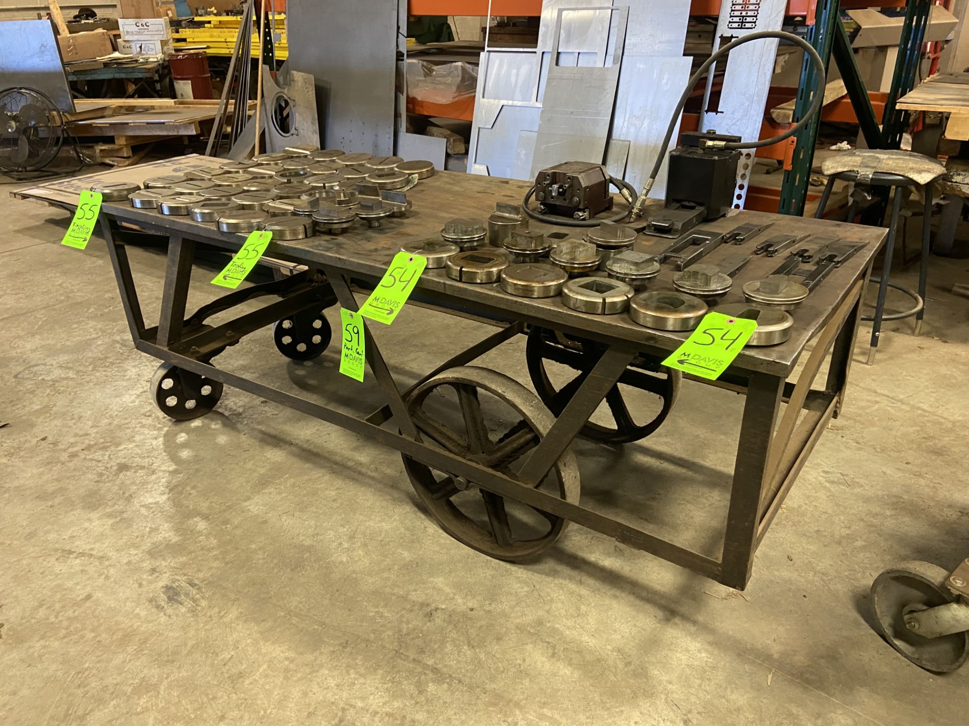 Portable Shop Cart, Overall Dims.: Aprox. 74-1/2” L x 31” W x 28” H, Mounted on Portable Frame - Bild 2 aus 3