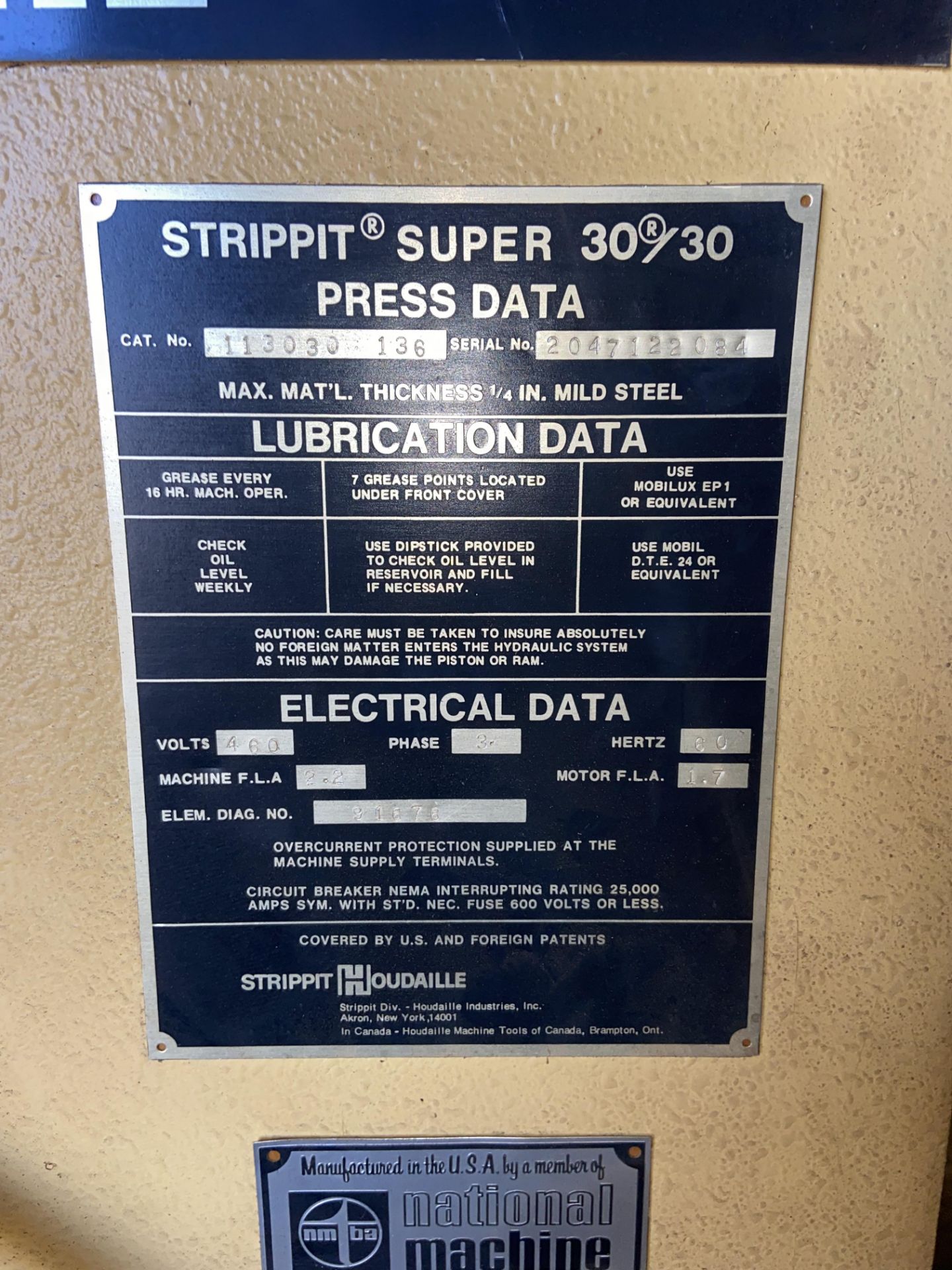 Strippit Single Punch Machine, M/N SUPER 30-30, S/N 2047122084, 460 Volts, 3 Phase - Bild 5 aus 8