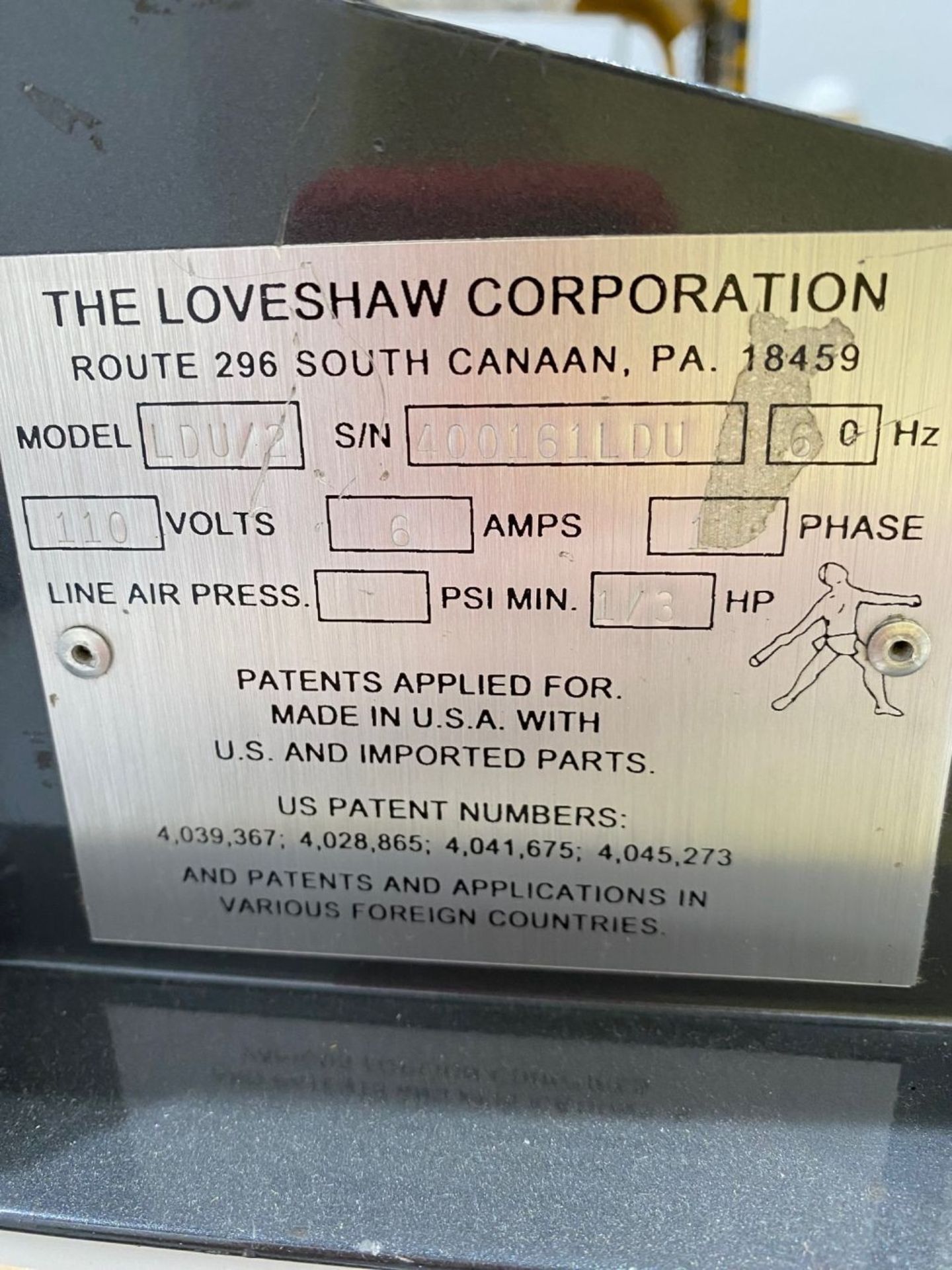 Loveshaw Case Taper. Model: LDU/2, Driven by a 1/3 Hp, 110 Volts, 1 Phase, 60 Hz motor. Missing Tape - Image 3 of 3