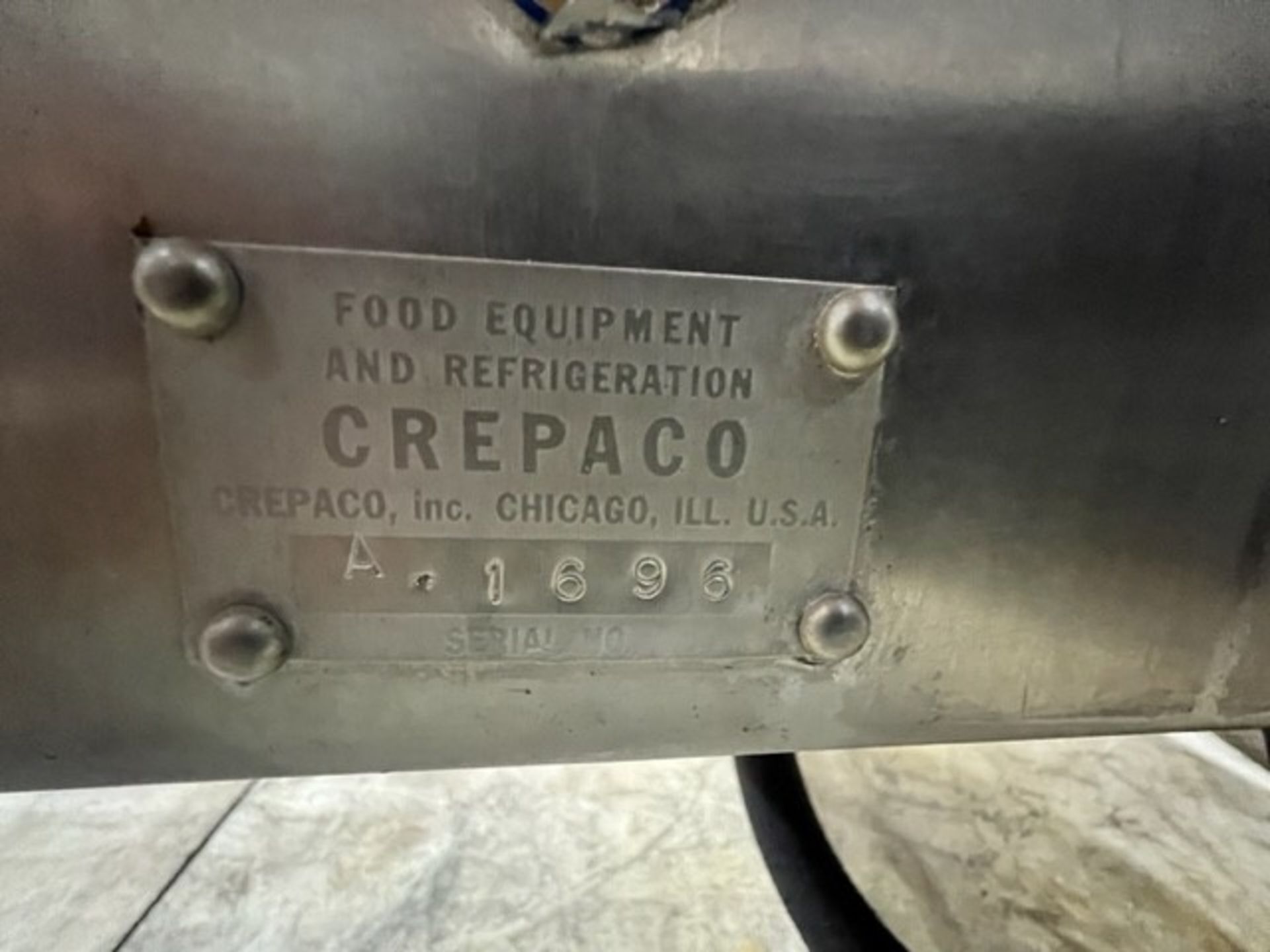 Crepaco Aprox.150 Gal. All S/S Paddle Blender, S/N 1696, Hydraulic Driven, 3" Outlet Hinged Lid, - Image 9 of 10