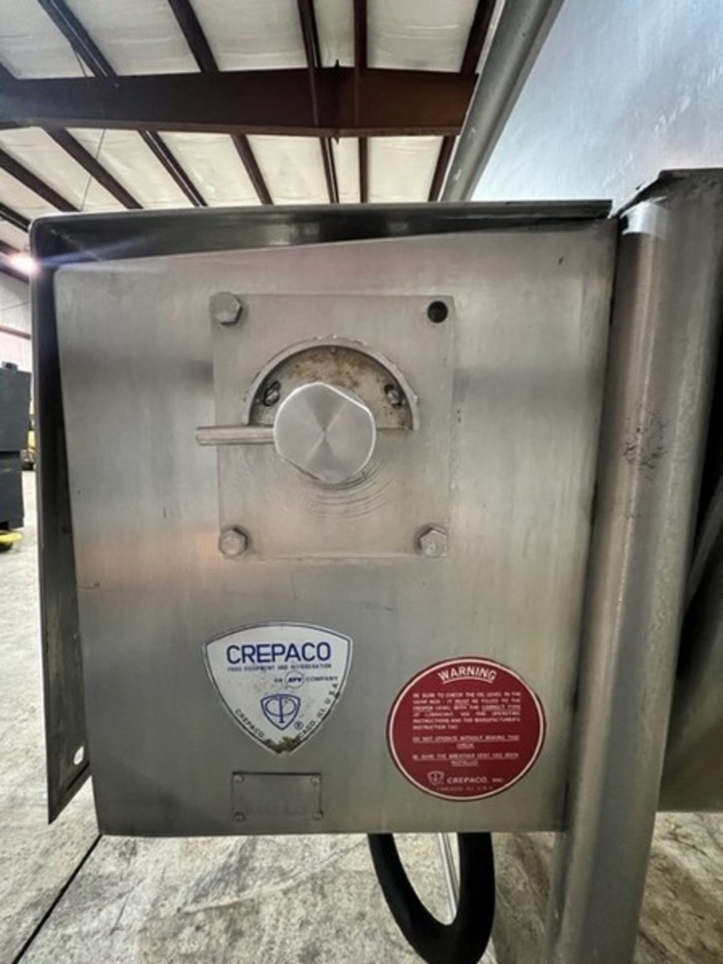 Crepaco Aprox.150 Gal. All S/S Paddle Blender, S/N 1696, Hydraulic Driven, 3" Outlet Hinged Lid, - Image 10 of 10
