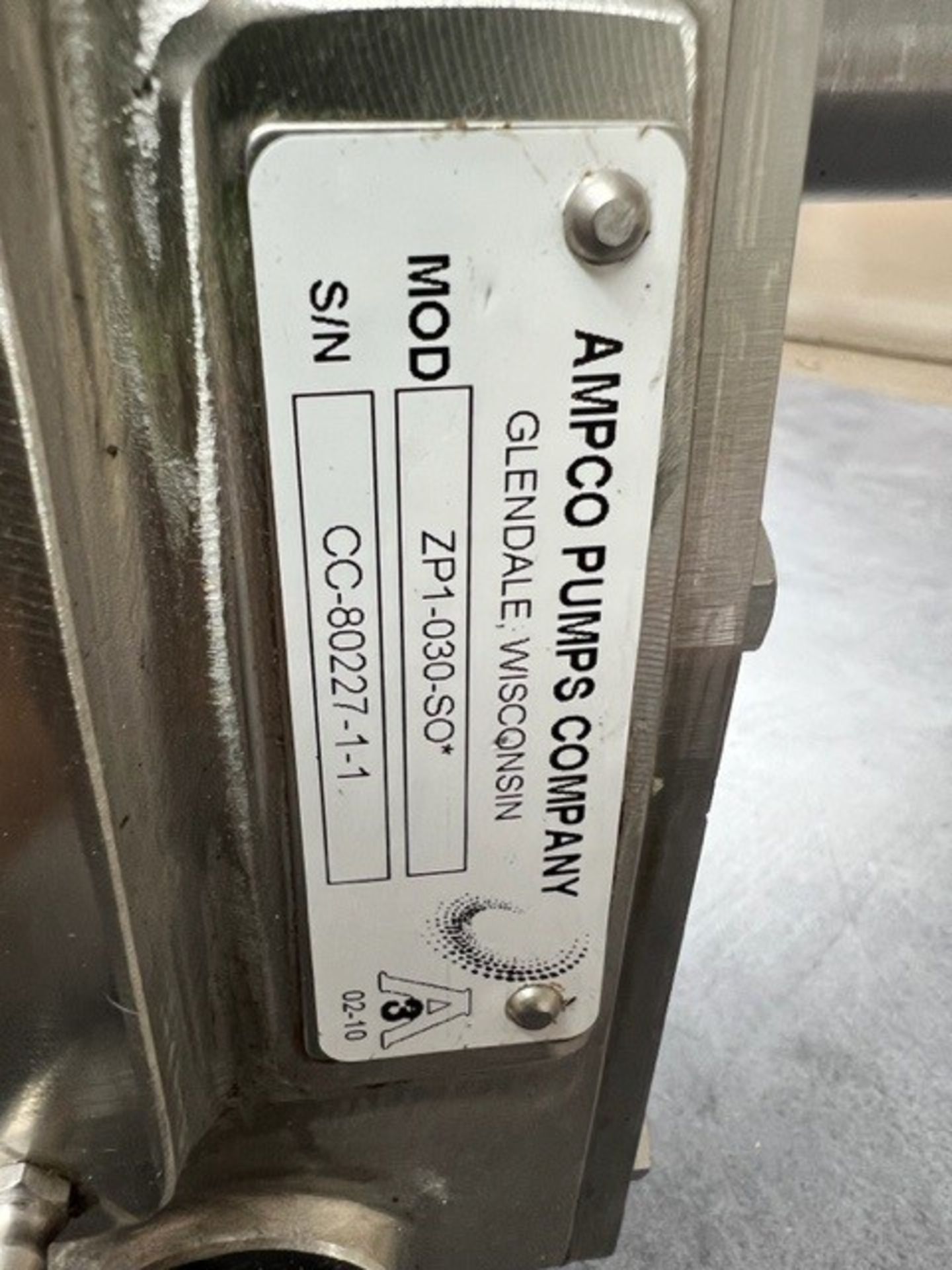 Ampco 1.5 inch Positive Pump, Model ZP1-030-SO*, S/N CC-80227-1-1 with Stainless Rotors, All - Image 6 of 6