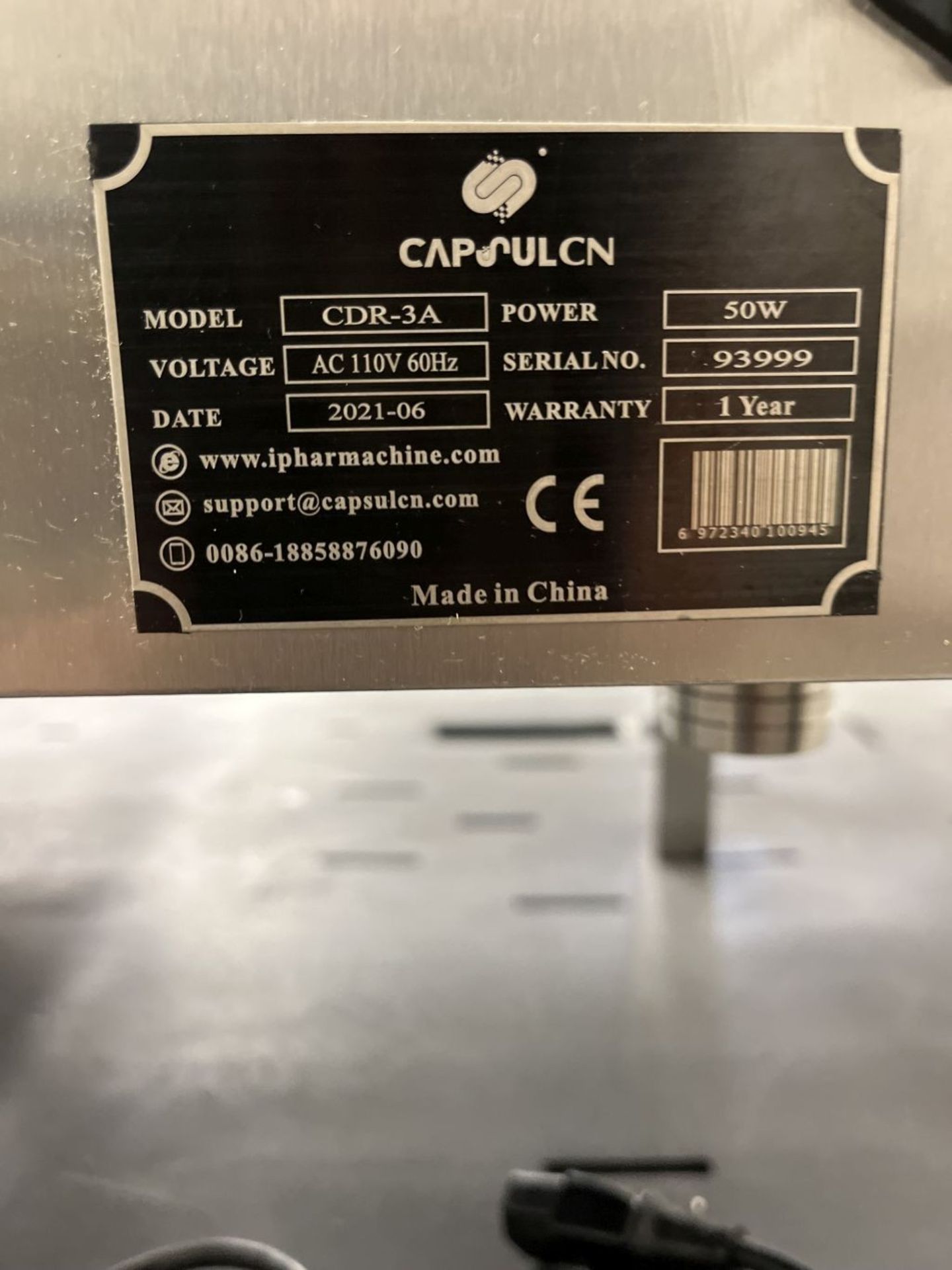 Capsulcn Tablet-Capsule Counter. Model: CDR-3A, Serial: 93999, Made in 2021, 110 Volts, 60 Hz. As - Image 2 of 2