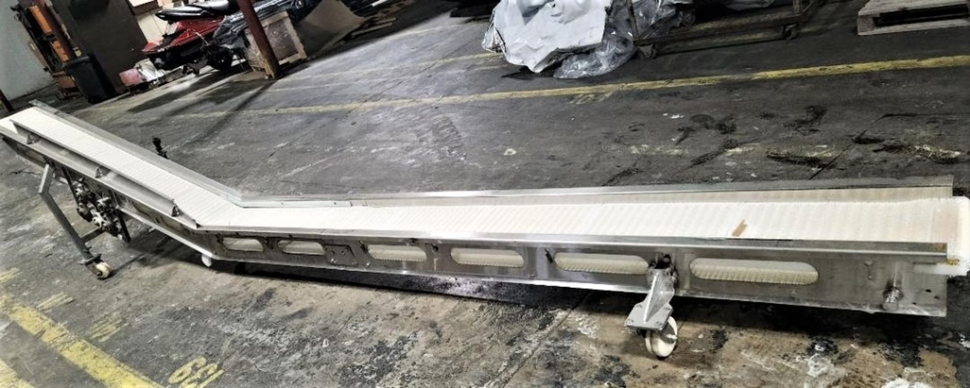 Aprox. 10" Wide x 201" Long Incline Intralo Belt Conveyor with 12" High Infeed, 41" High Discharges, - Image 2 of 6