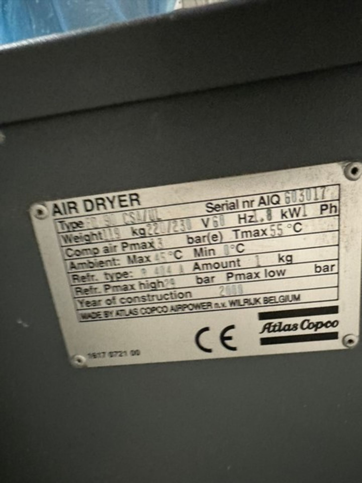 ATLAS COPCO AIR DRYER MODEL NUMBER:FD90 - Image 3 of 4