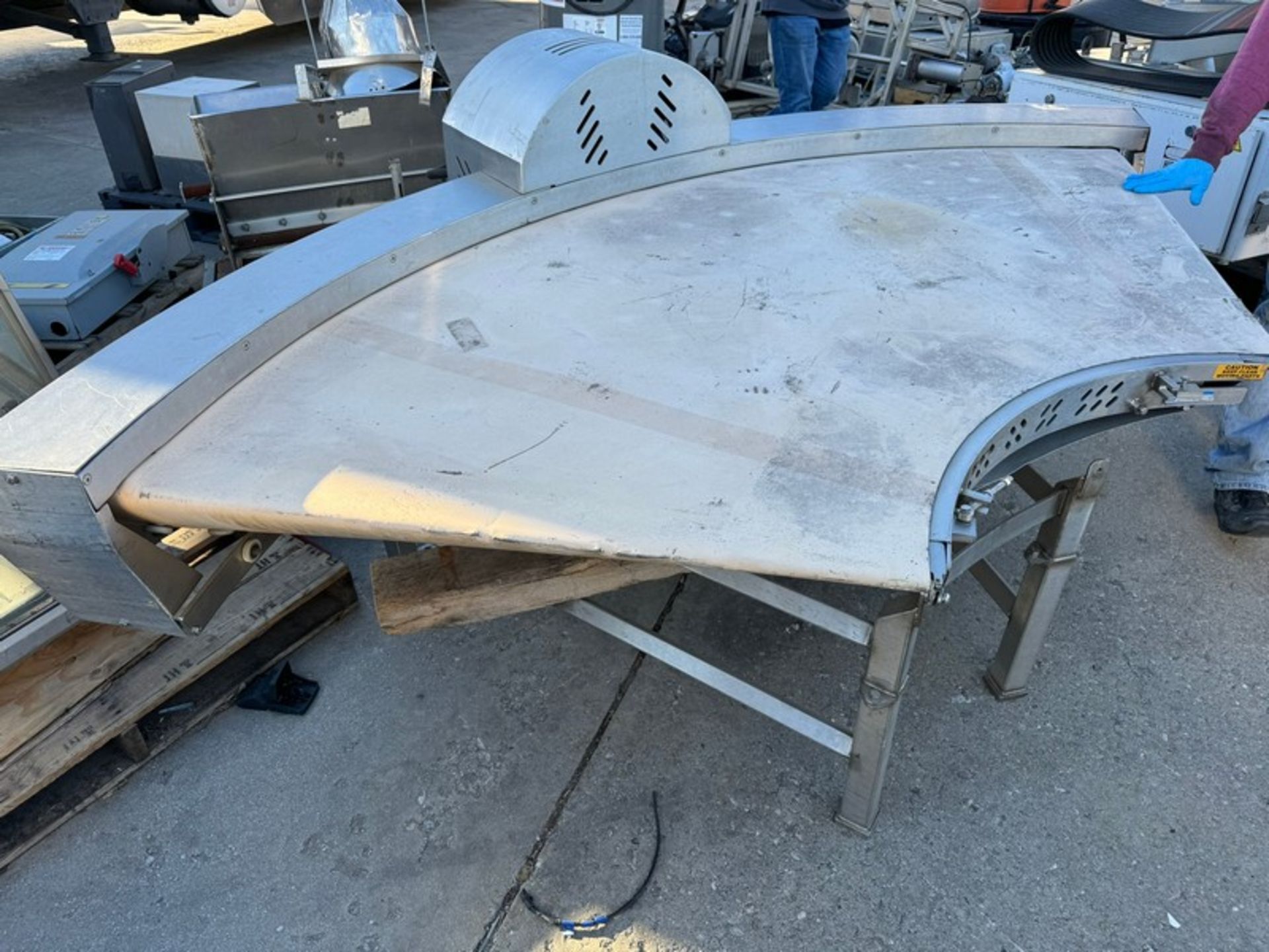 180 Degree Turn Conveyor, with Belt, Mounted on S/S Frame (LOCATED IN COLTON, CA)