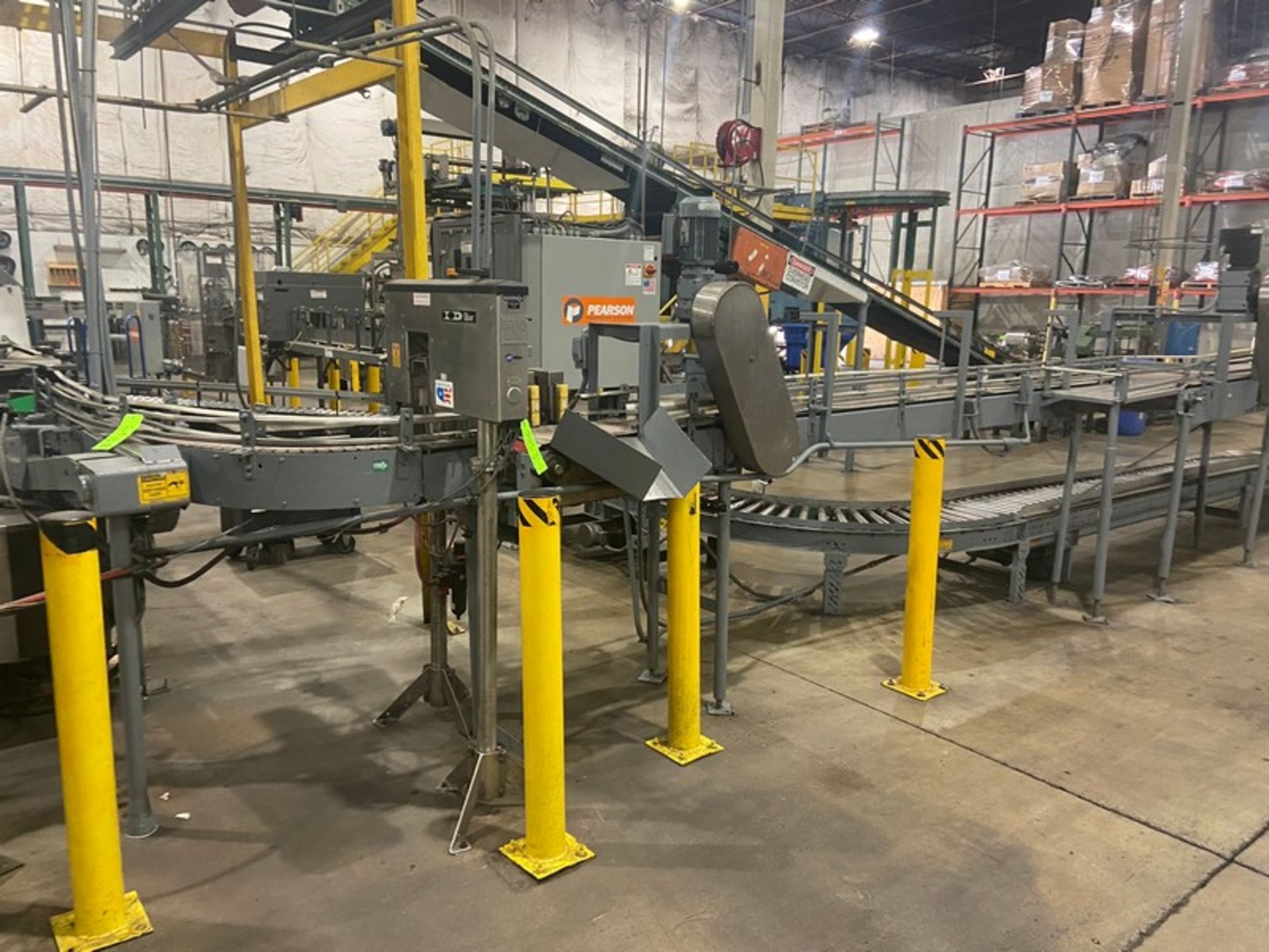 Product Conveyor from Krones Labeler to Hartness Drop Packer, with 1-Wider Accumulation Section