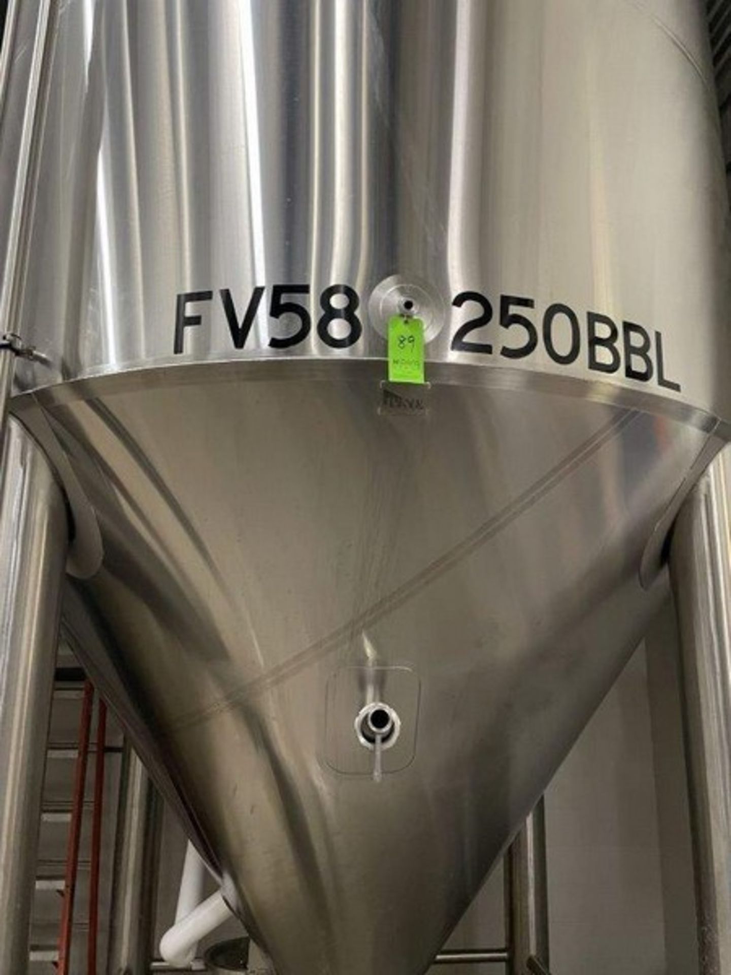 250 BBL (10178 Gallon) Vertical Cone Bottom 304 Stainless Steel Jacketed Vessel. Manufactured by JV - Image 6 of 8