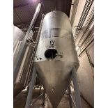 150 BBL (4650 Gallon) Vertical Cone Bottom 304 Stainless Steel Jacketed Vessel. Manufactured by Sant