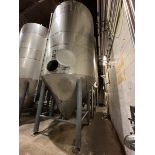 150 BBL (4650 Gallon) Vertical Cone Bottom 304 Stainless Steel Jacketed Vessel. Manufactured by Sant