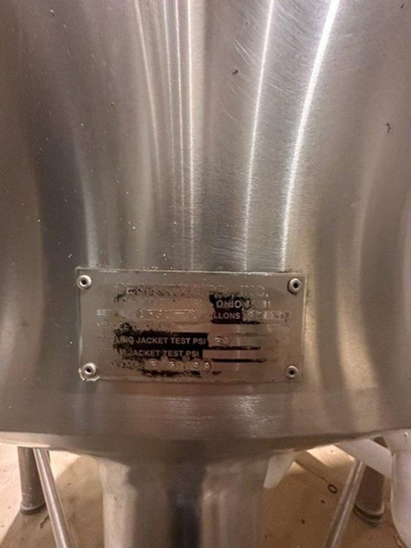 50 BBL (2200 Gallon) Vertical Cone Bottom 304 Stainless Steel Jacketed Vessel. Manufactured by Centu - Image 11 of 12