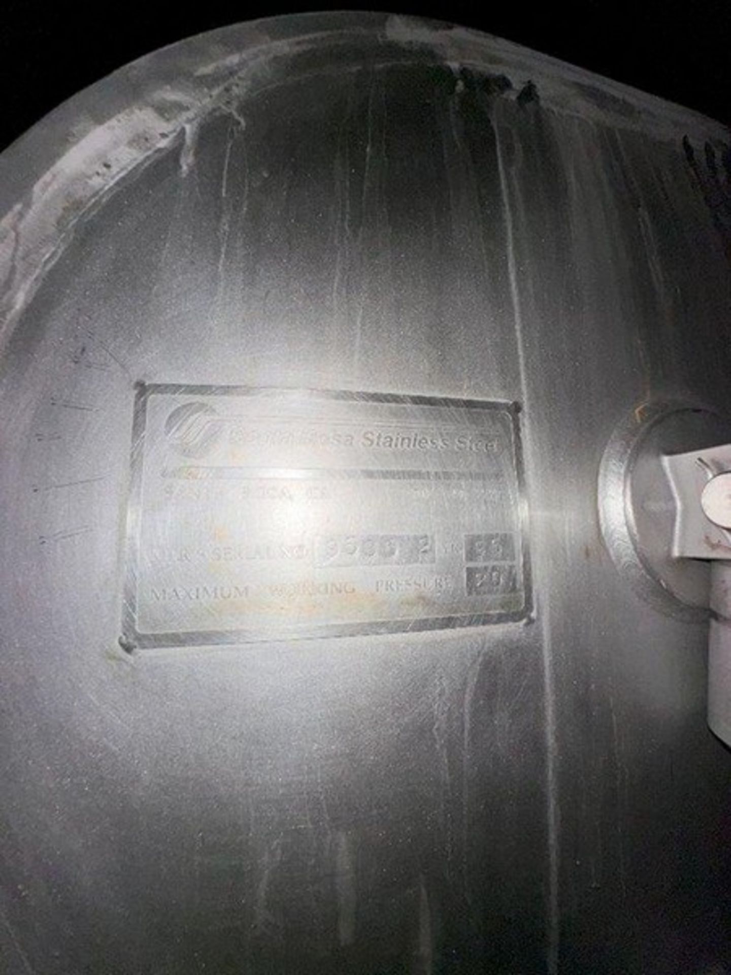 150 BBL (4650 Gallon) Vertical Cone Bottom 304 Stainless Steel Jacketed Vessel. Manufactured by Sant - Image 4 of 7