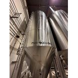 200BBL (7991 gallon) Vertical Cone Bottom 304 Stainless Steel Jacketed Vessel. Manufactured by JV No