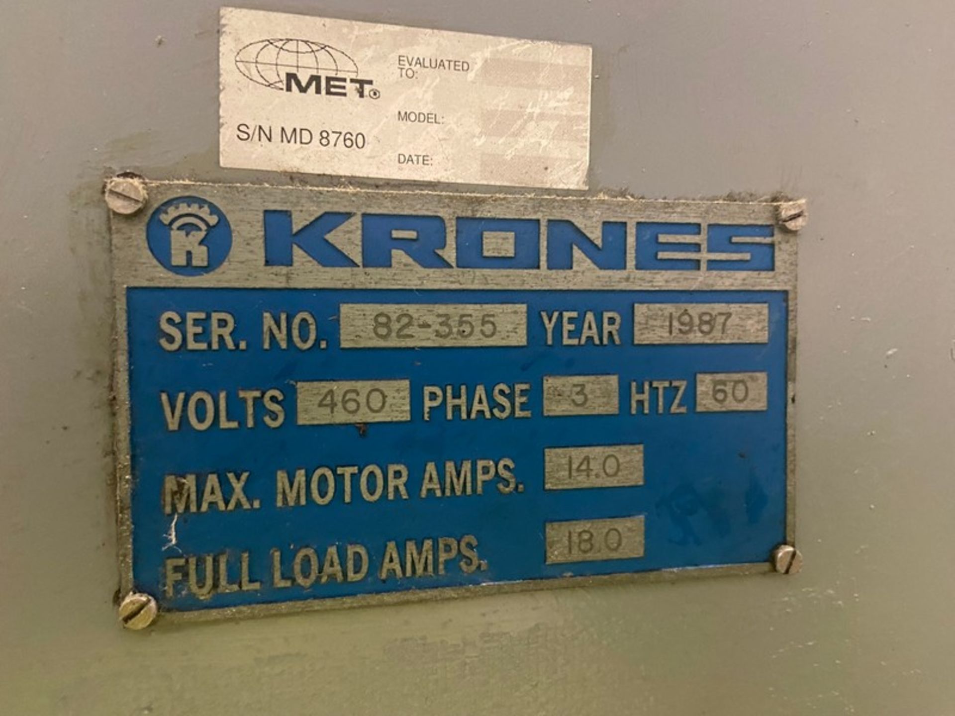 Krones Starmatic Bottle Labler, S/N 92-355, with Infeed & Outfeed Conveyor, with S/S Belt (Hours: - Image 8 of 11