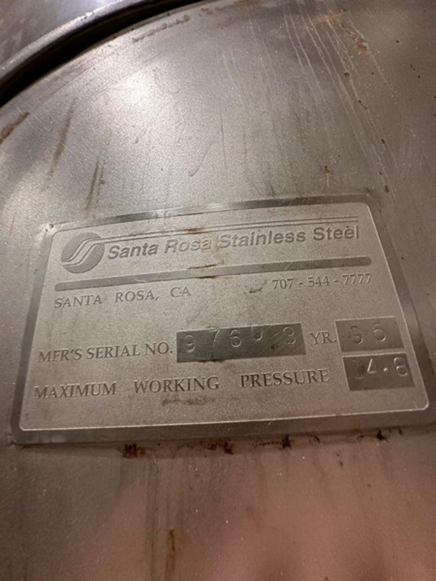 150 BBL (4650 Gallon) Vertical Cone Bottom 304 Stainless Steel Jacketed Vessel. Manufactured by Sant - Bild 6 aus 7