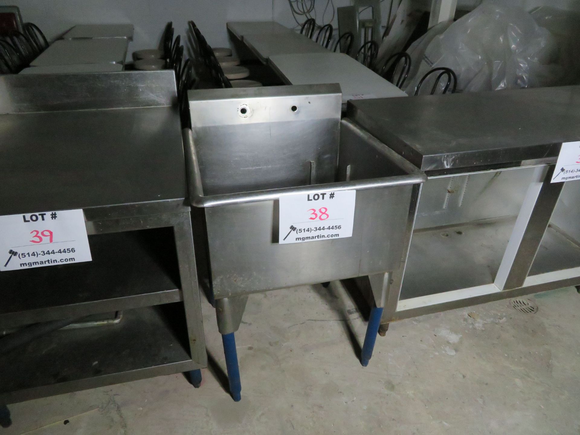 Stainless steel sink approx. 27"w x 27"d x 35"h