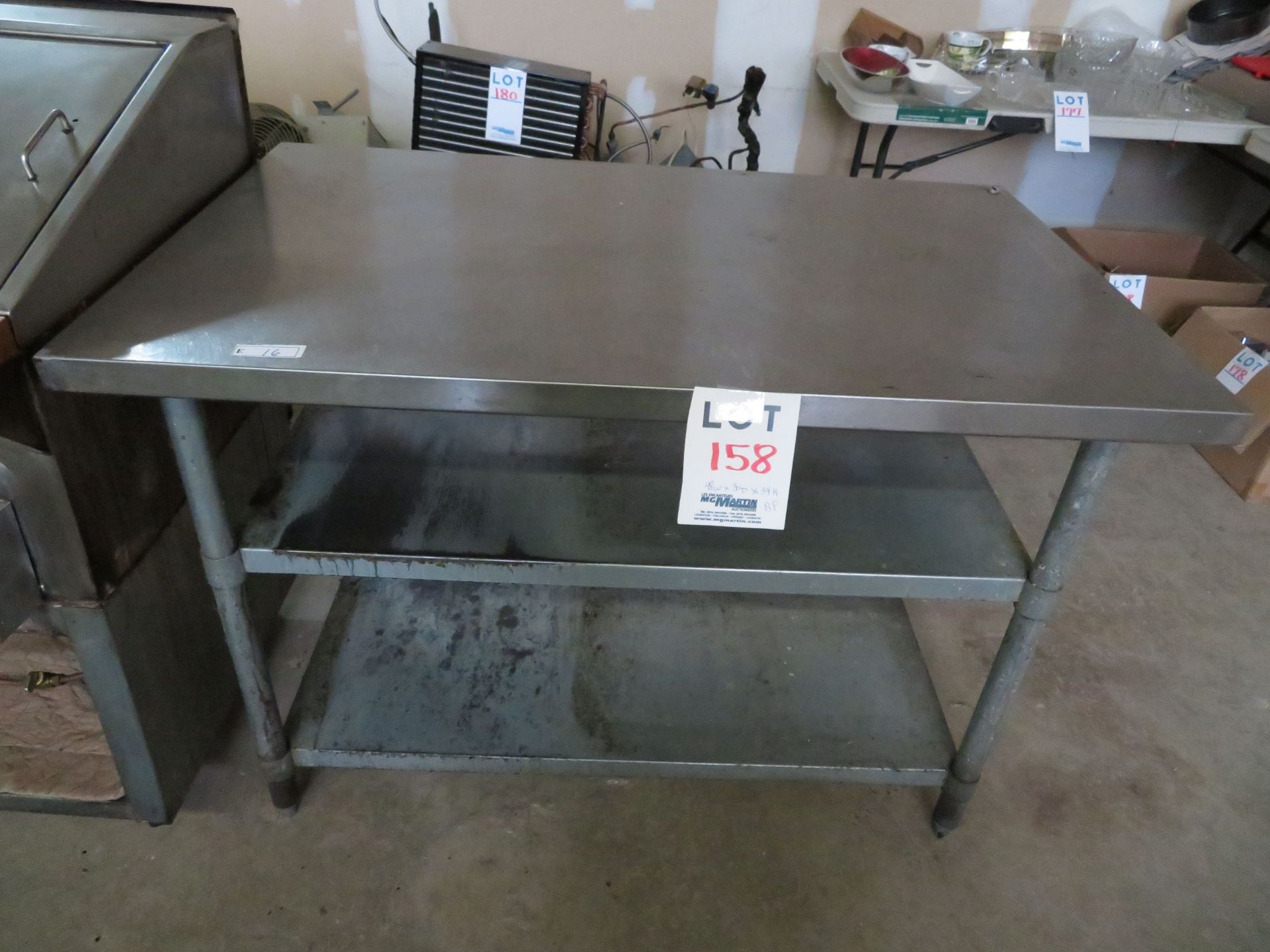 Stainless steel table top table approx. 48"w x 30"d x 34"h