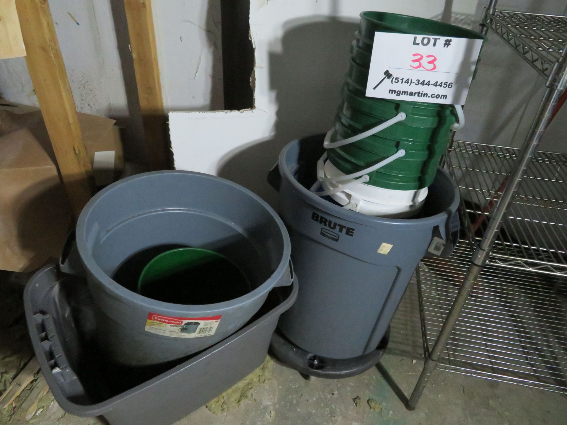 LOT including assorted BRUT waste containers, etc.