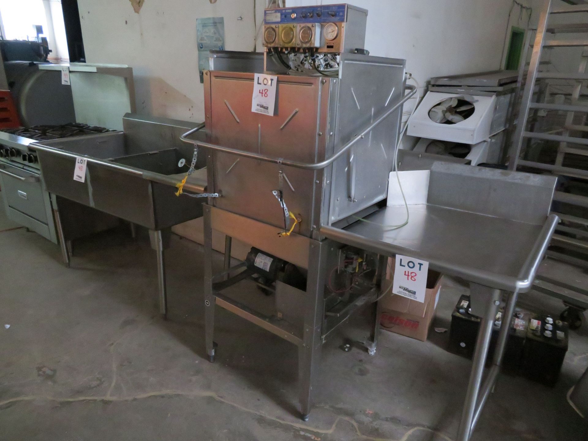 LOT including complete unit with KNIGHT GT SERIES commercial dishwasher comes with double sink