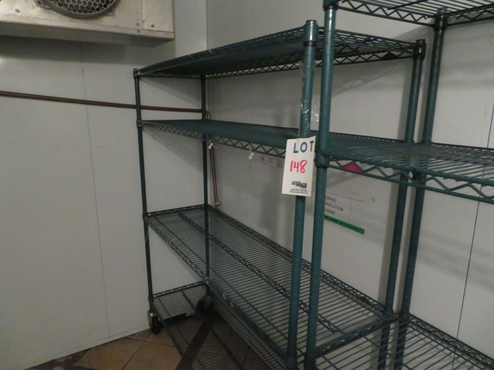 Stainless steel shelving on wheels approx. 60"w x 18"d x 68"h