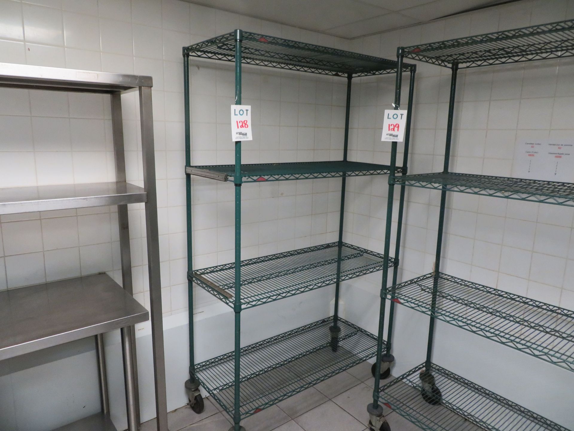 Stainless steel shelving on wheels approx. 48"w x 21"d x 80"h
