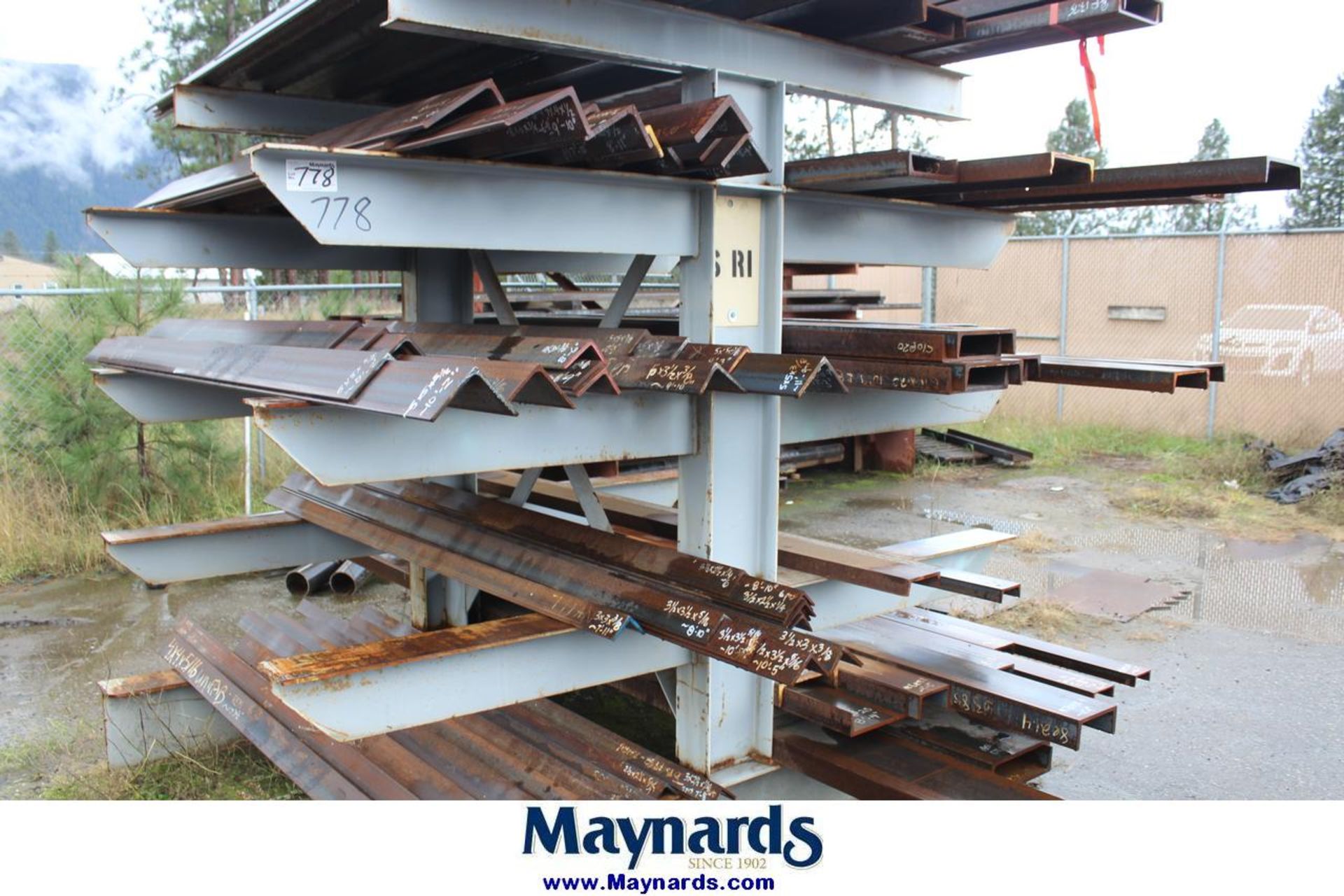 lot of angle steel and channel on cantilever rack - Image 2 of 3