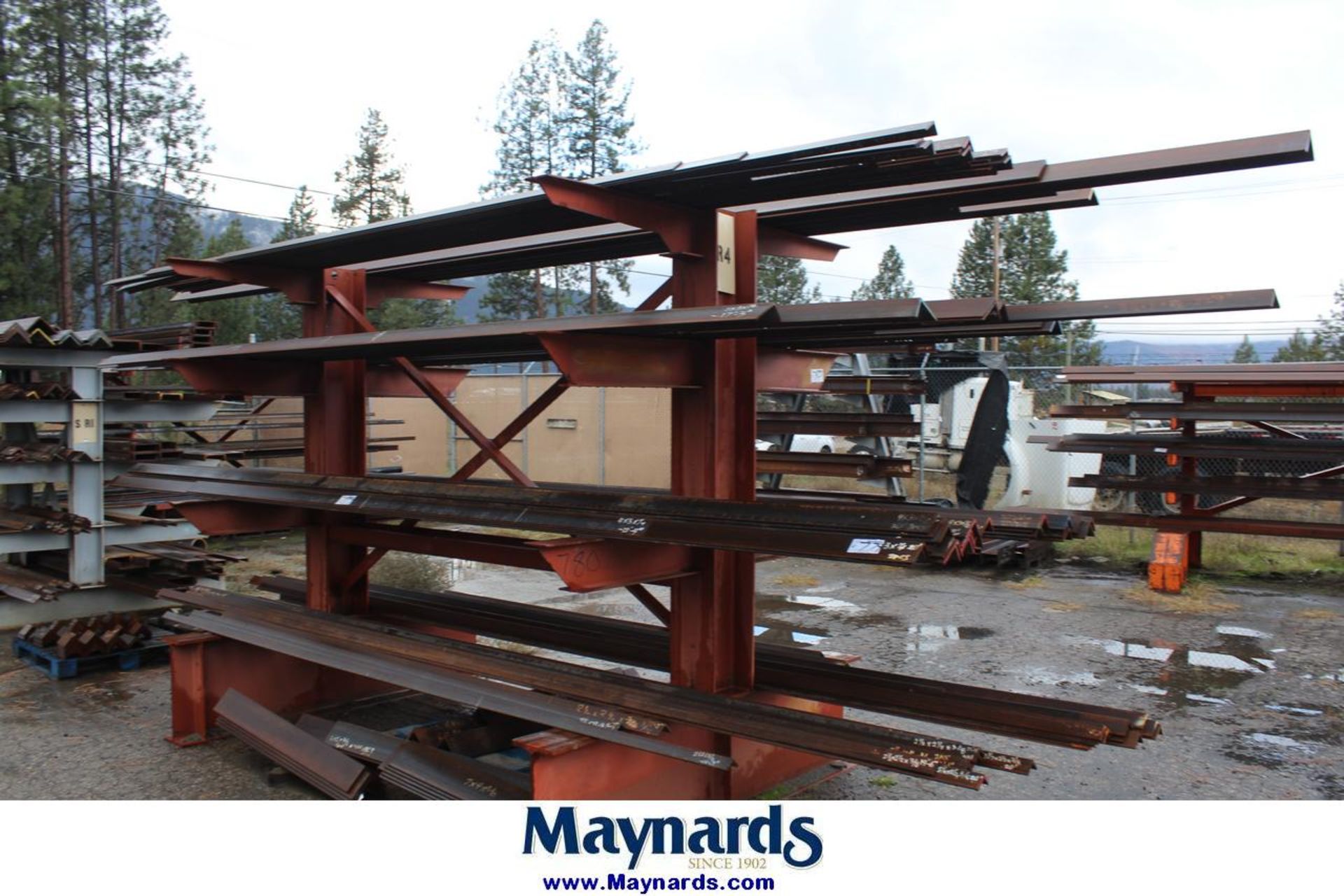 lot of angle iron on cantilever rack
