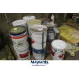 pallet of mixed paints