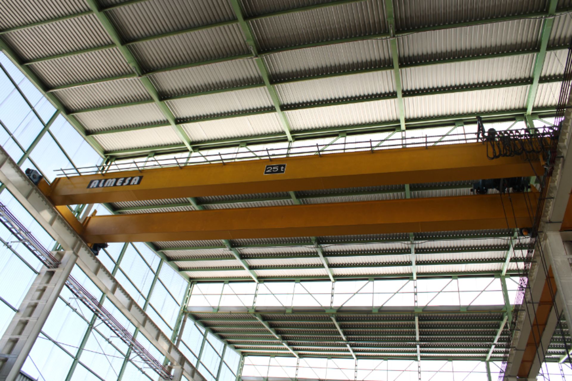 Almesa 25-Ton Double Girder Bridge Crane, Span 16 Meters, Kuli Electric Hoist, New 2010 *No Rails*