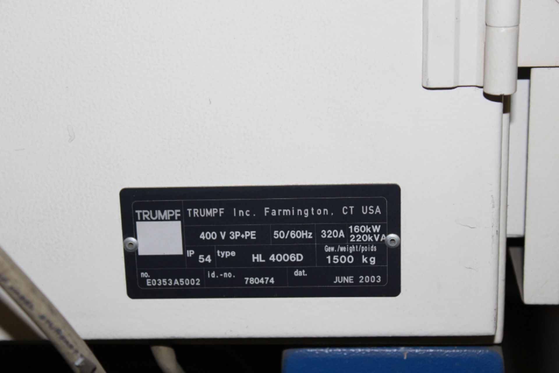 Trumpf HL4006D CNC Laser, 4000W, s/n 353A5002, New 2003 - Image 6 of 6