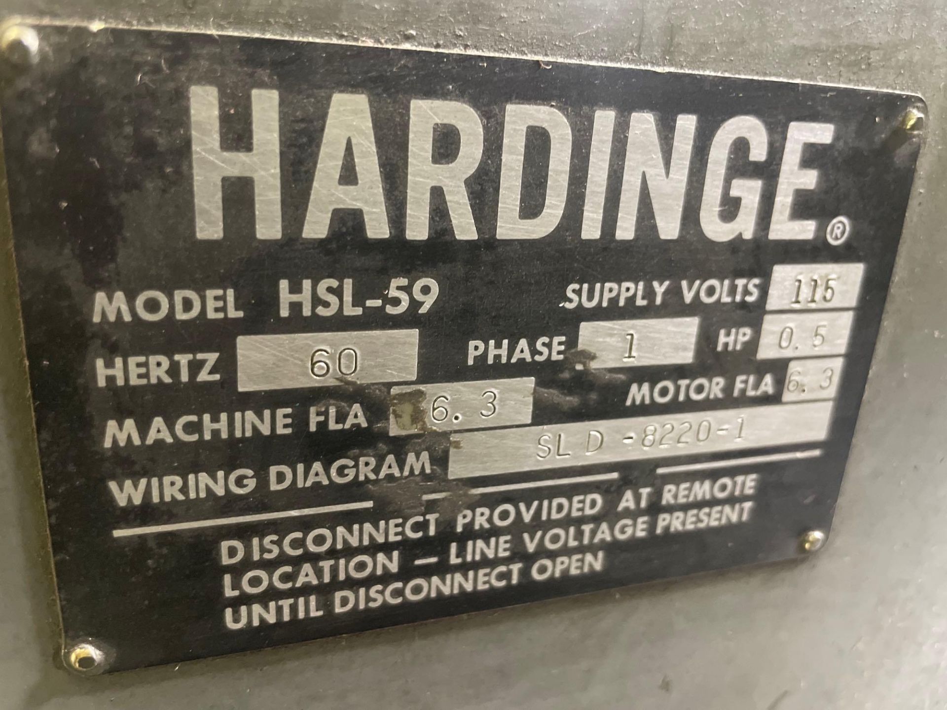 Hardinge HSL l- 59 Speed Lathe, s/n SL D-8220-1 - Image 6 of 6