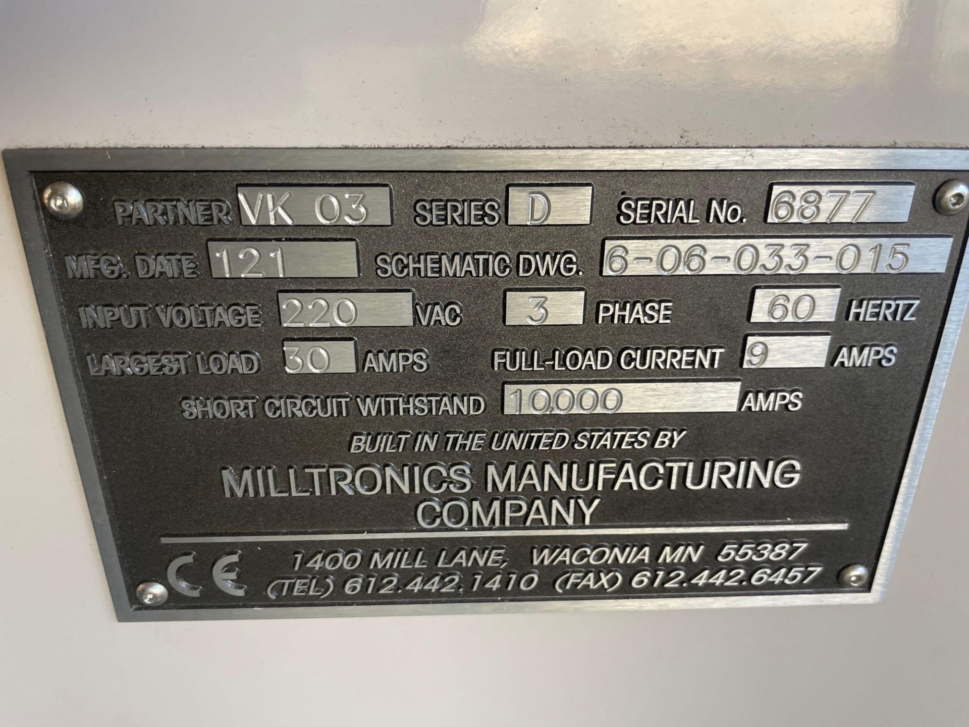 Milltronic VK3 CNC Vertical Mill, 12" x 50" Table, Power Feed Series D - Image 9 of 9