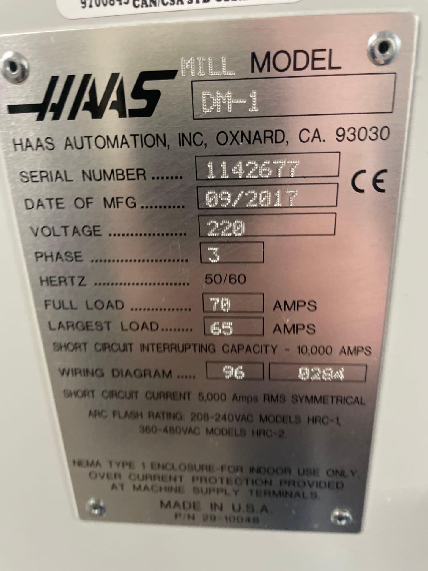 HAAS DM-1 Vertical Machining Center, 4th- Axis Ready, 20” x 16” x 15.5” Trvls., 15k RPM, New 2017 - Image 10 of 12