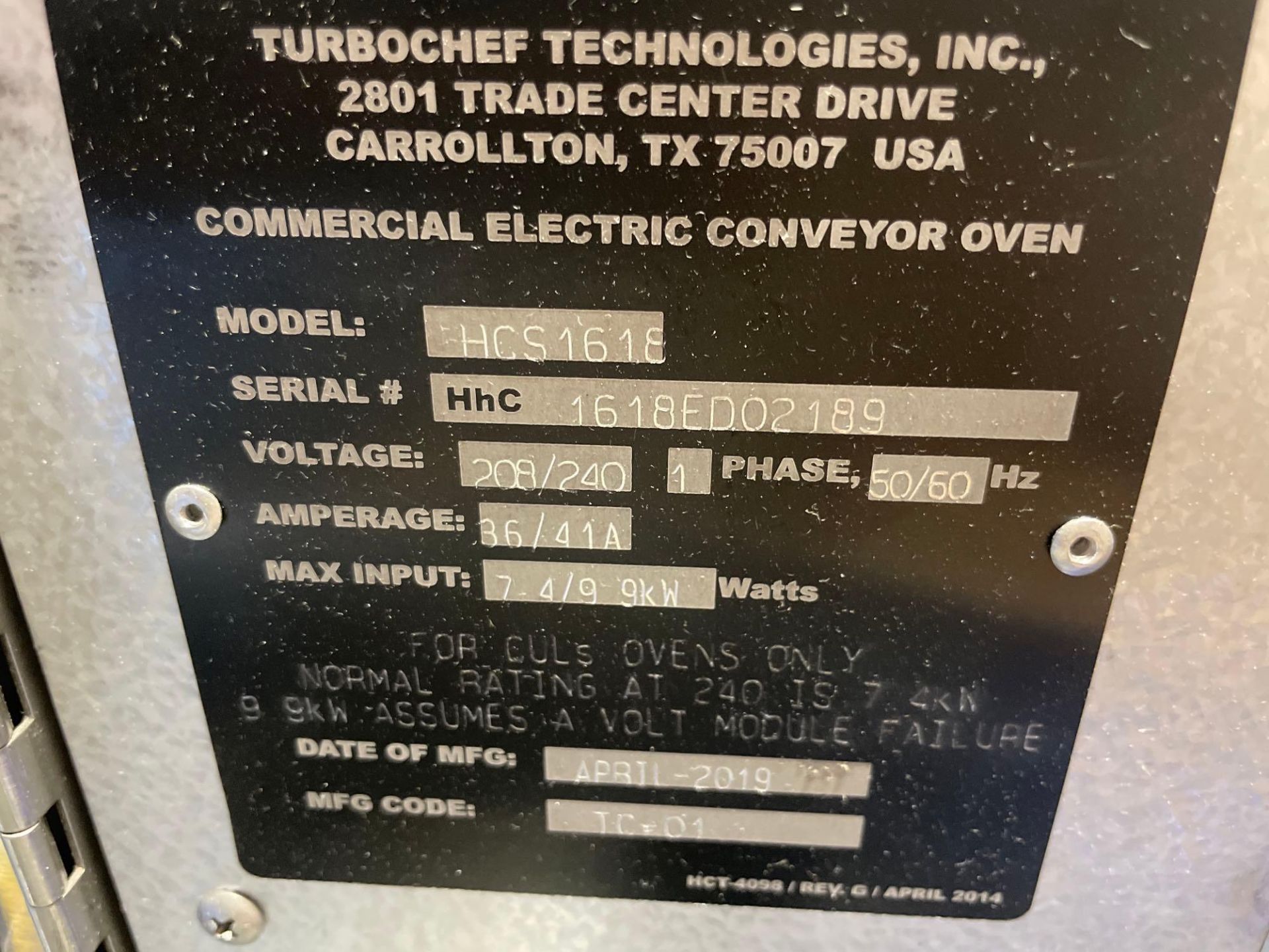 TURBOCHEF HCS1618 Industrial Oven w/ Conveyor System, 2019 - Image 4 of 7