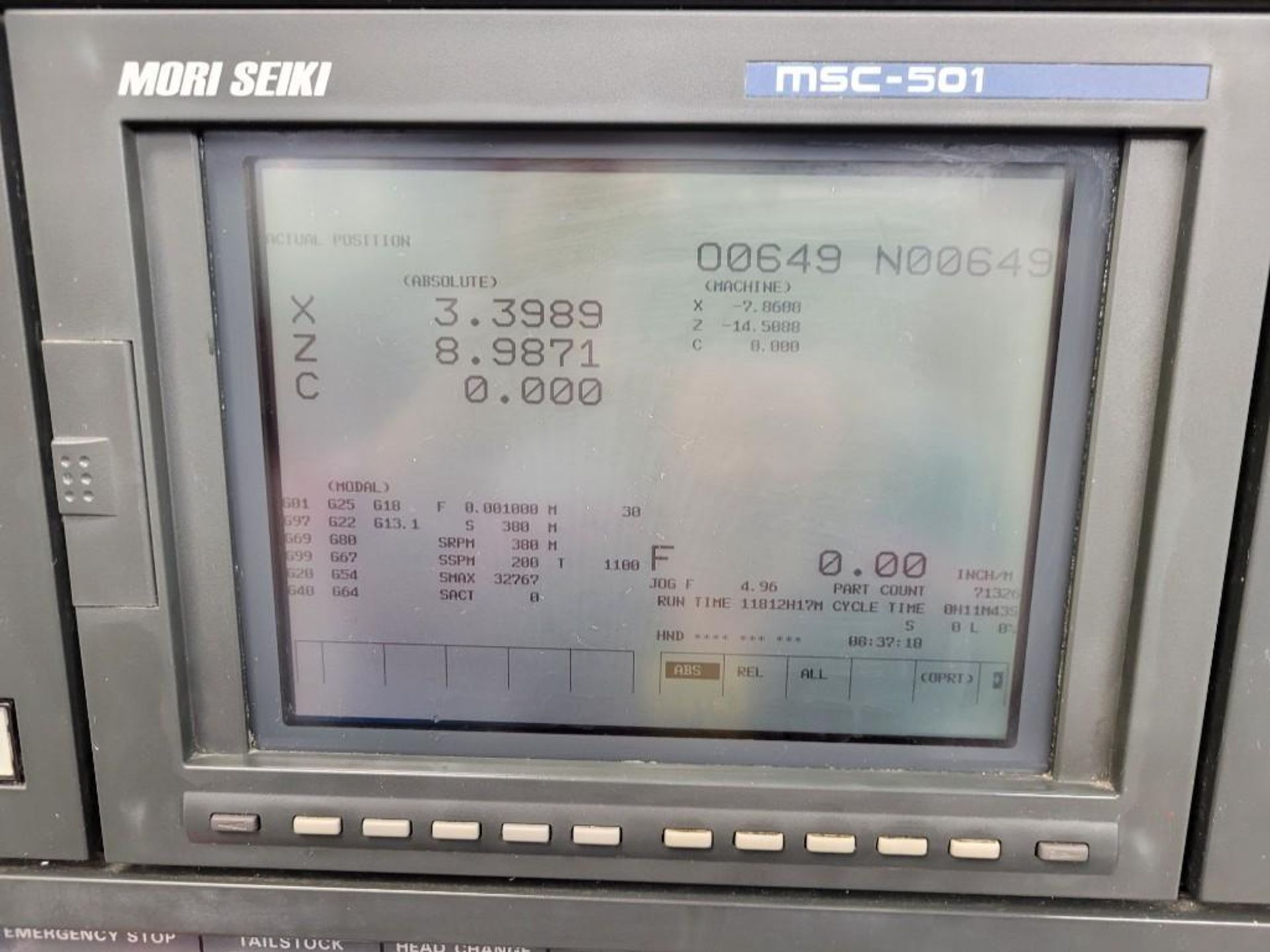 Mori Seiki SL-300AMC CNC Turning Center, MSC-501 Control, Kitagawa B-210 10" 3-Jaw Chuck, New 1998 - Image 11 of 16
