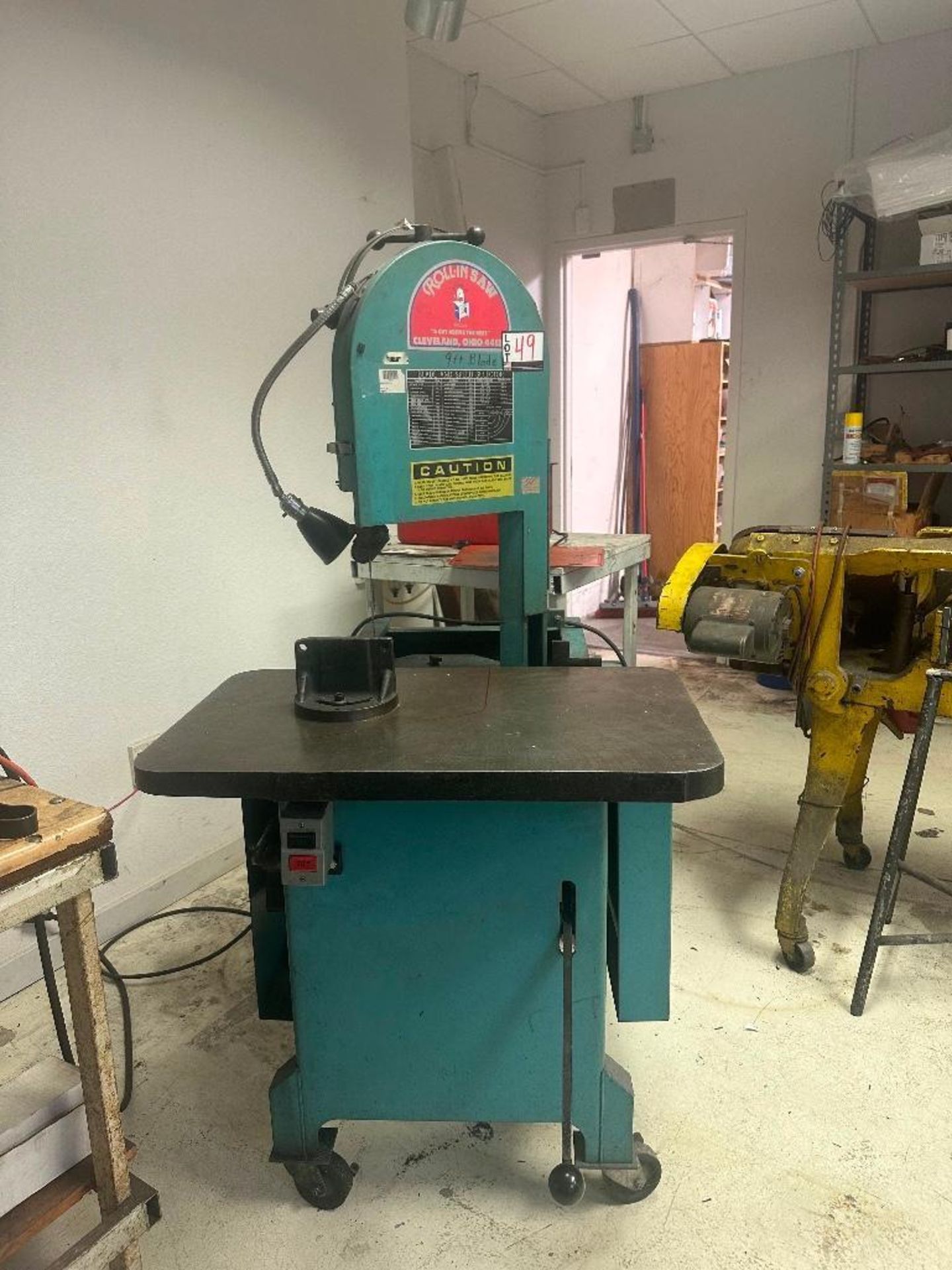 Roll In Vertical Band Saw with 9' Blade and 30"x18.5" Table