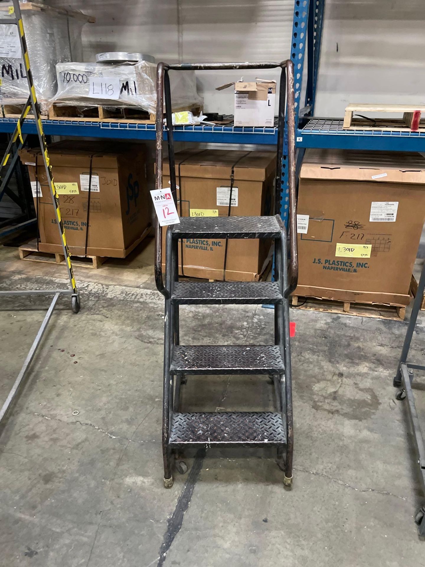 4 Step Rolling Warehouse Ladder