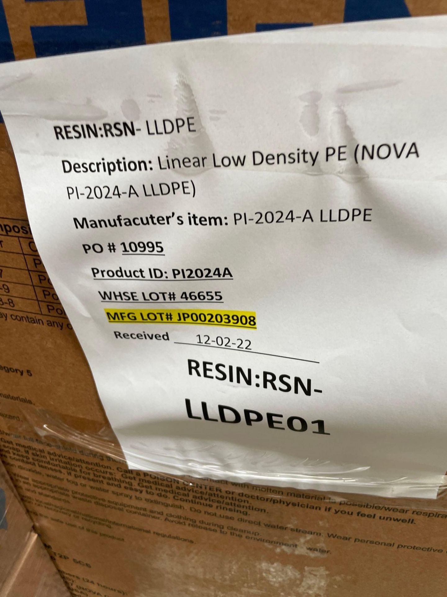 1410 Lbs of White Resin Linear Low Density PE (NOVA PI-2024-A LLDPE) - Image 5 of 5