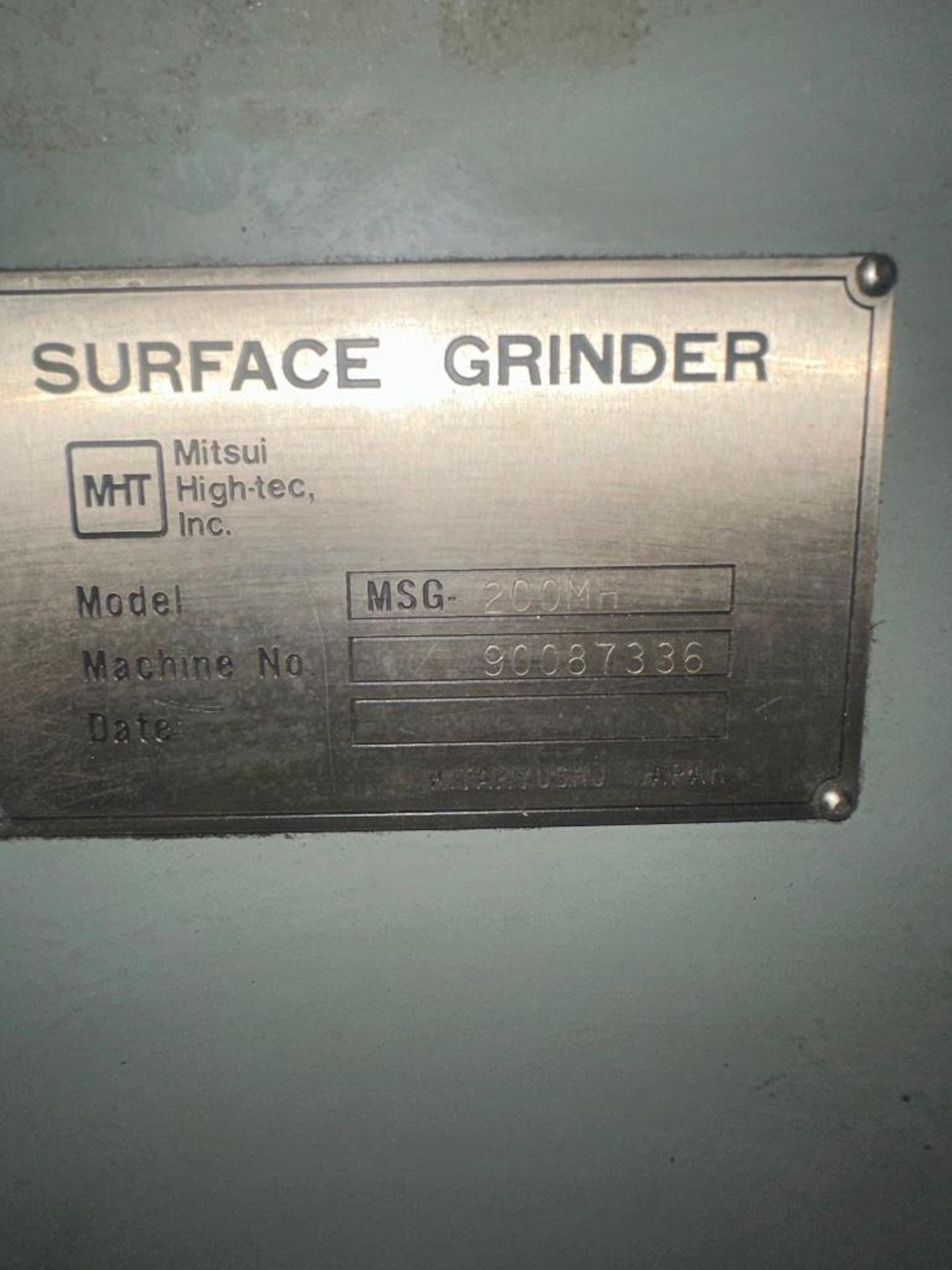 Mitsui High-tec MSG-200MH Precision Hand Feed Surface Grinder, 6” x 12”, electro-magnetic chuck, s/n - Image 4 of 4