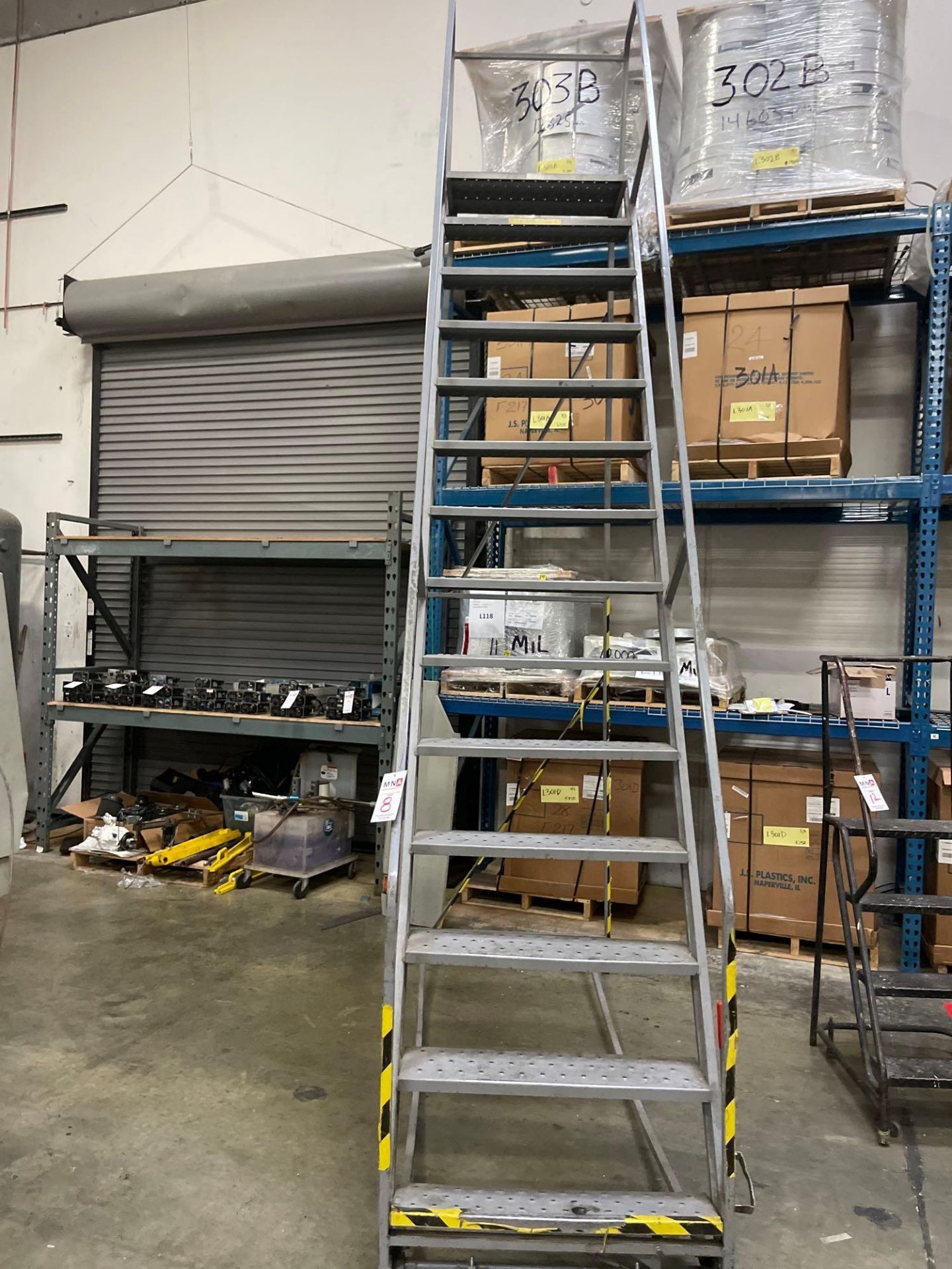 14 Step Rolling Warehouse Ladder - Image 2 of 4