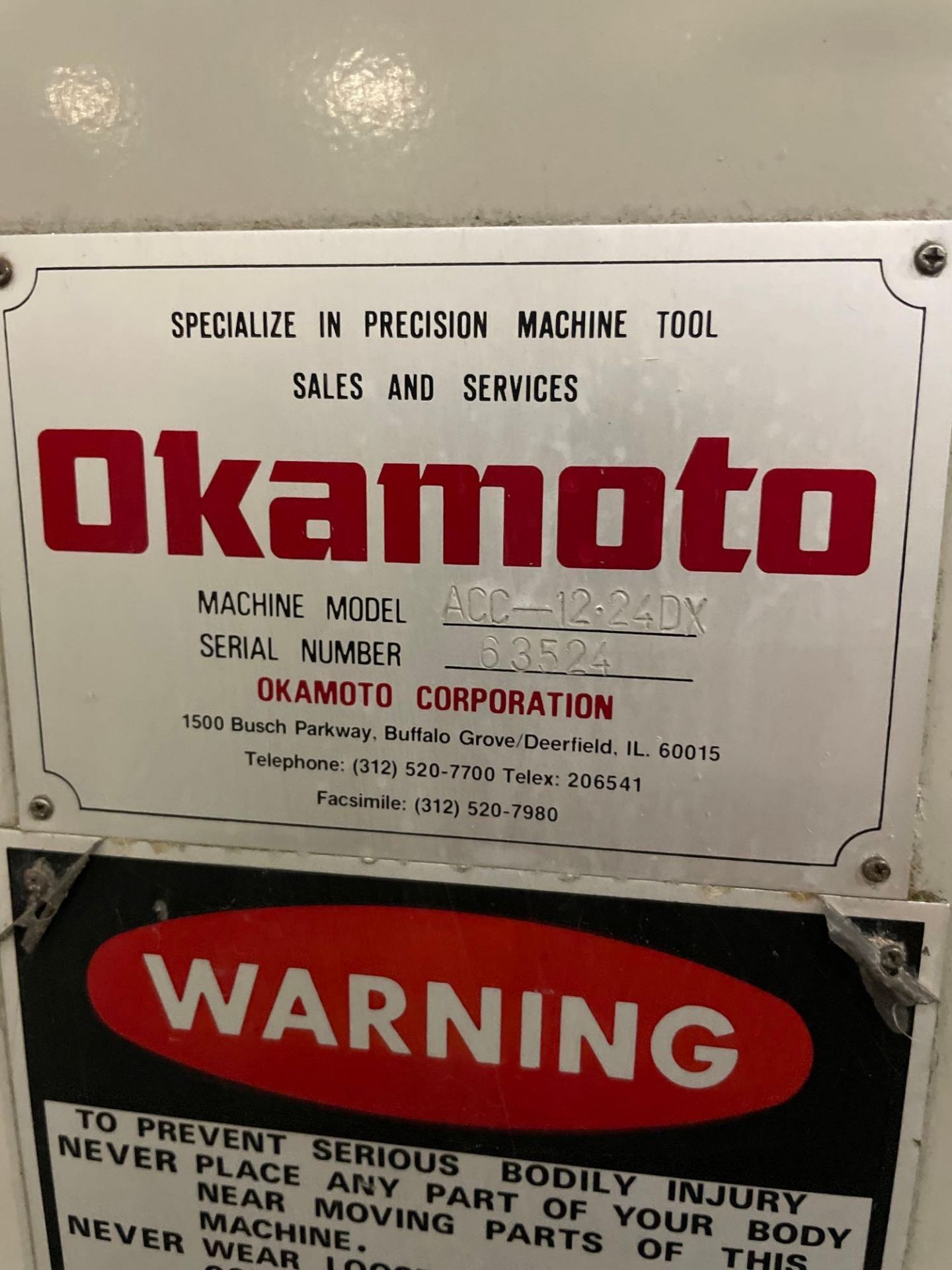 Okamoto ACC12-24DX Automatic Surface Grinder, s/n 63524 - Image 8 of 8