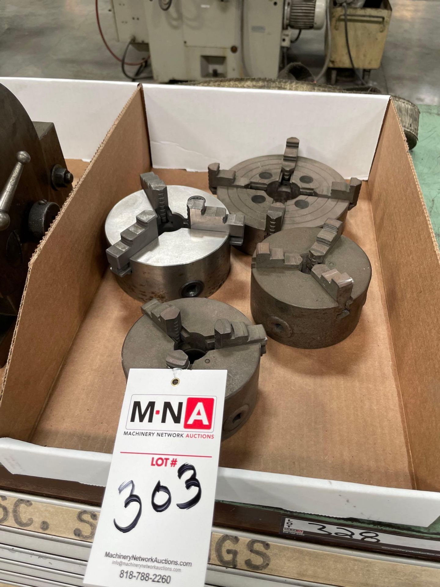 (4) Assorted Chucks: (2) 3” 3 Jaw Chucks, (1) 4” 4 Jaw Chuck, (1) 4" 3 Jaw Chuck - Image 2 of 3