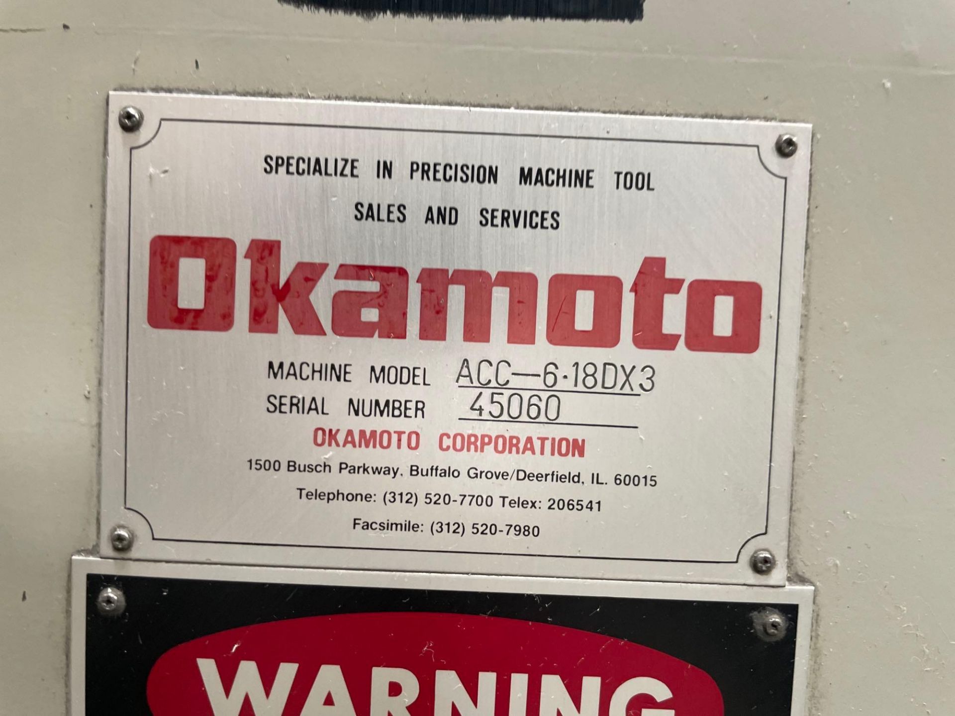 Okamoto 6-18DX Surface Grinder, s/n 45060 *PARTS ONLY* - Image 6 of 6