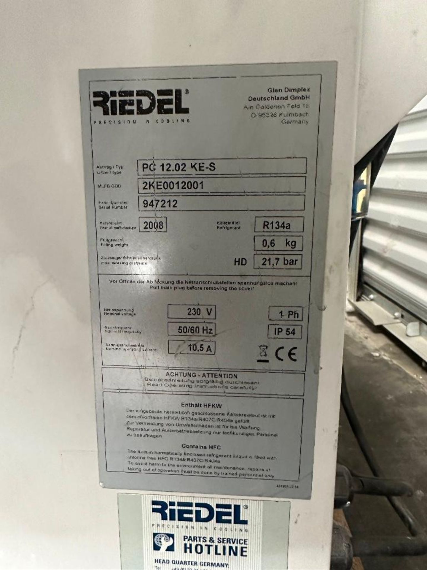 Riedel 2KE0012001 Precision Cooling System, s/n 947212, 2008 - Image 4 of 4