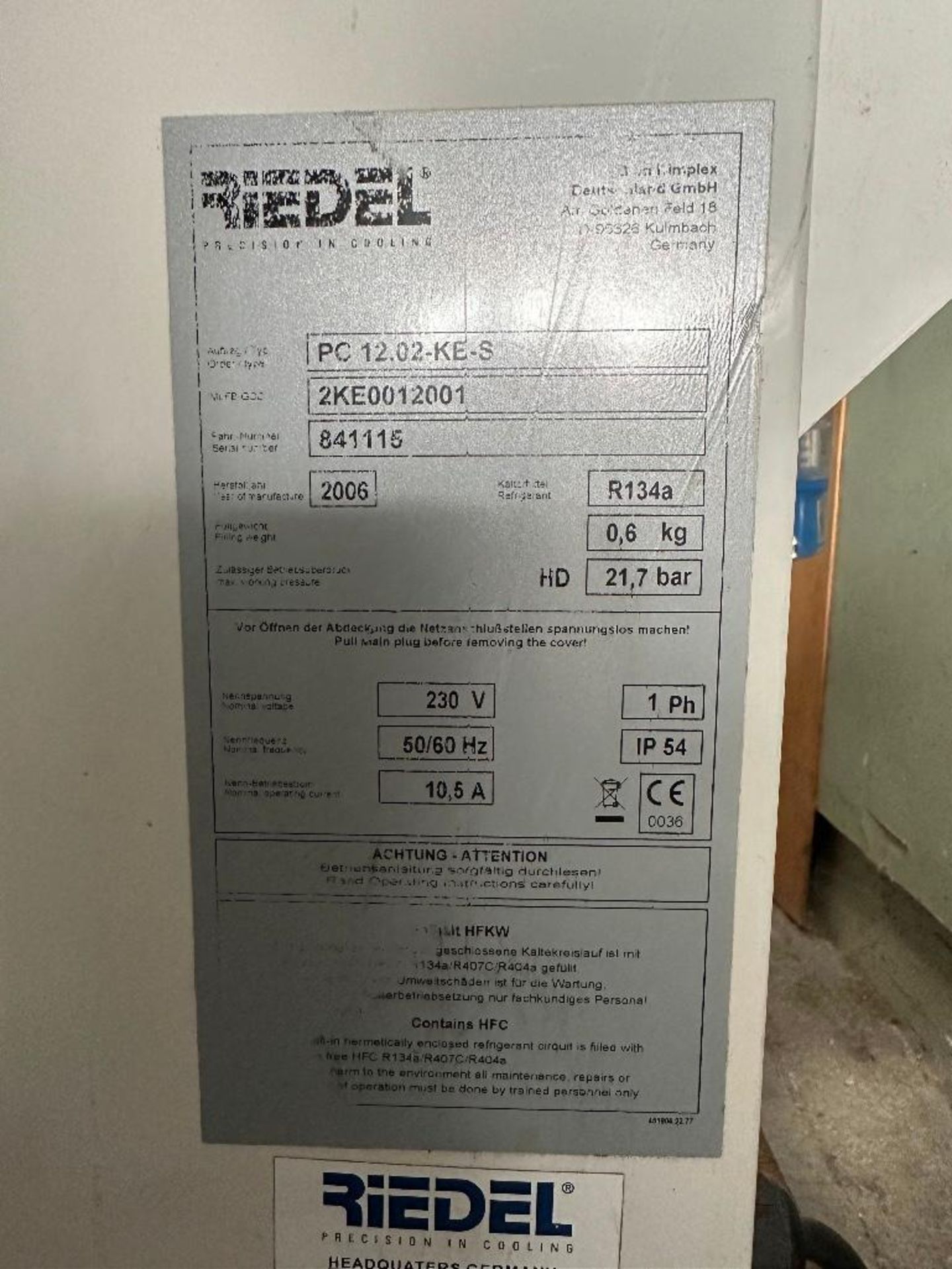 Riedel 2KE0012001 Precision Cooling System, s/n 841115, 2006 - Image 4 of 4