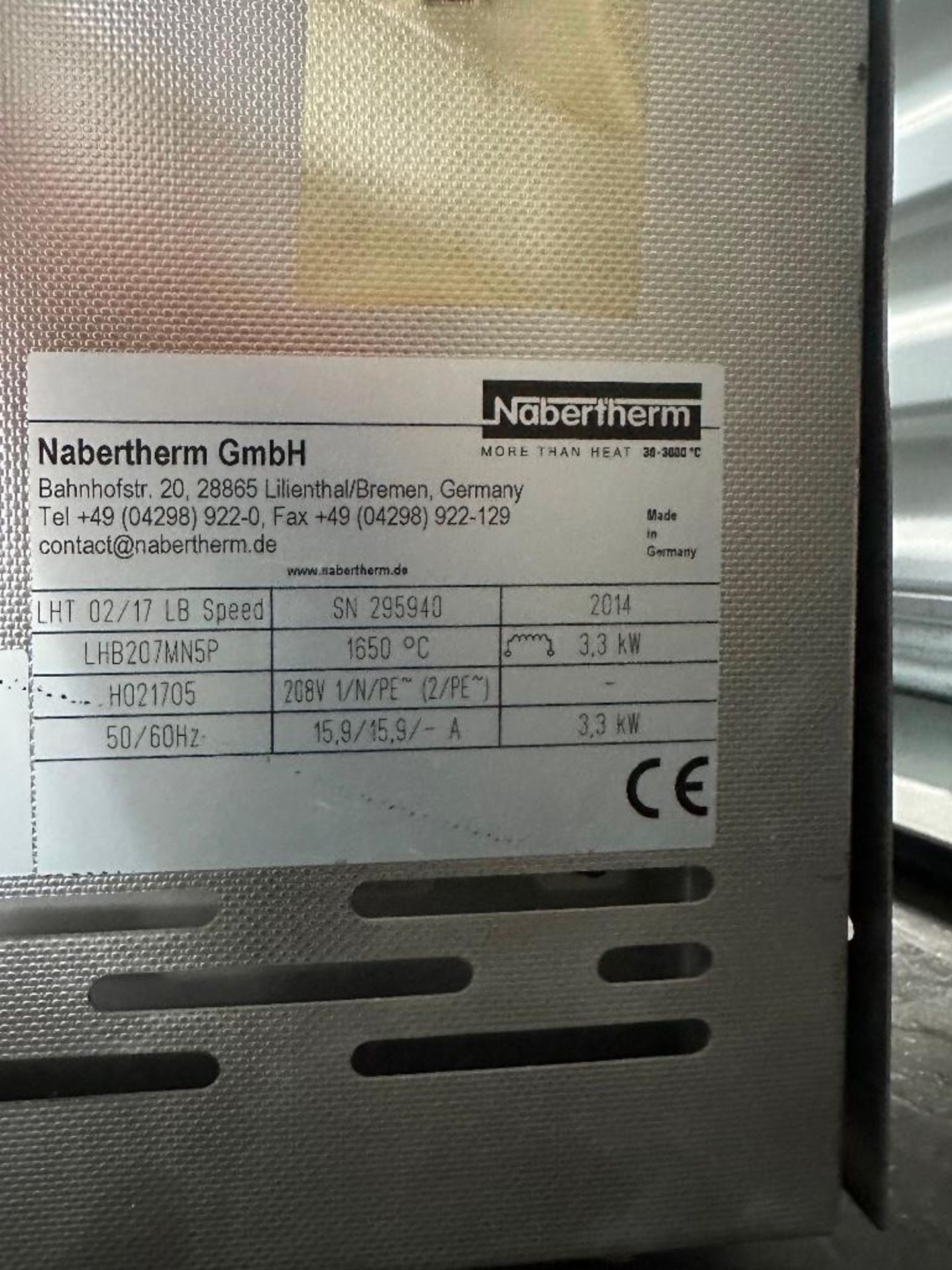 Nabertherm LHT 02/17 LB Speed Sintering Furnace, 30-3000C, s/n 295940, 2014 - Image 6 of 6