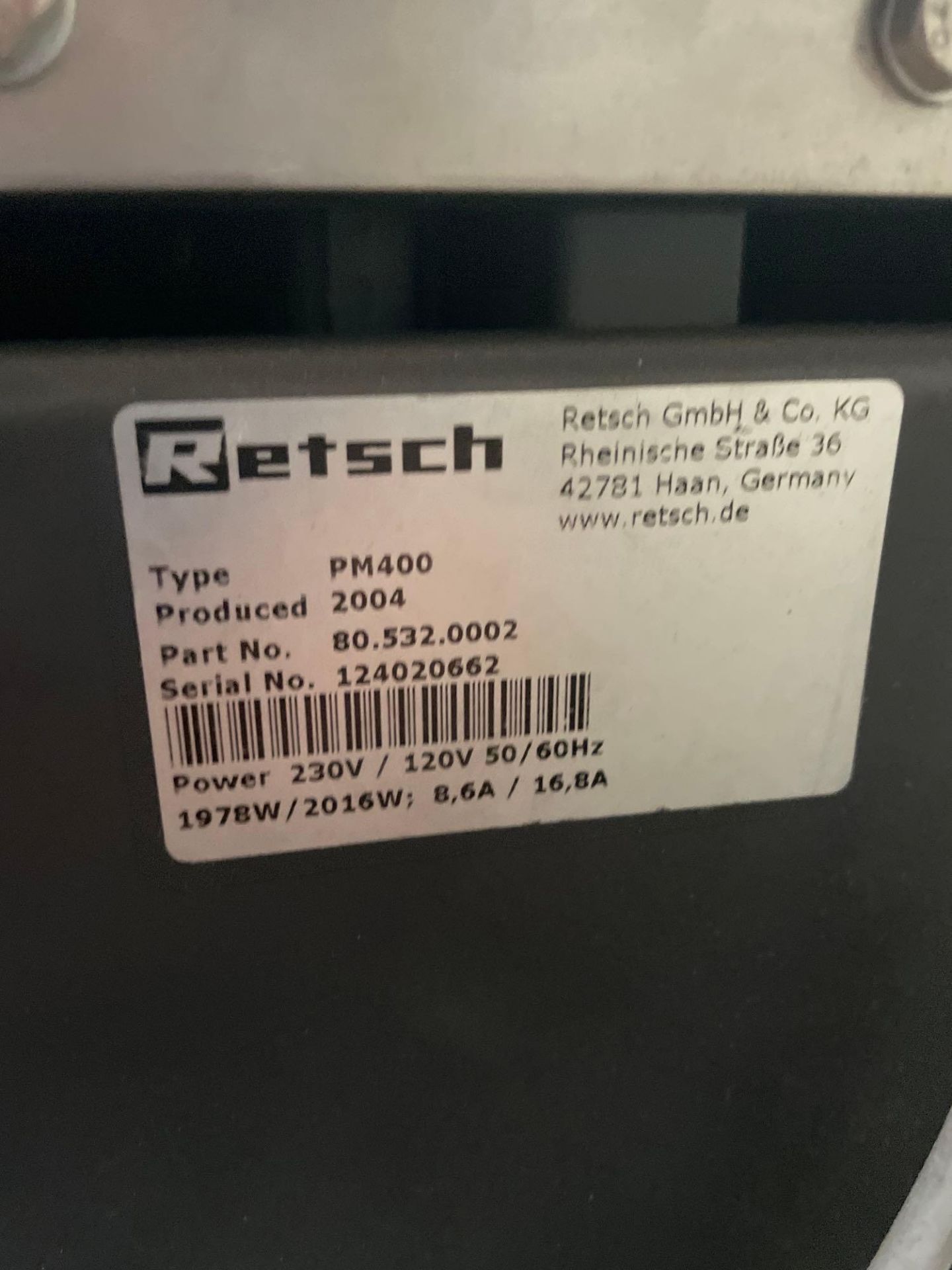 Retsch PM400 Ball Mill w/ 4 Grinding Stations, 220-230V, s/n 124020662, 2004 - Image 5 of 5