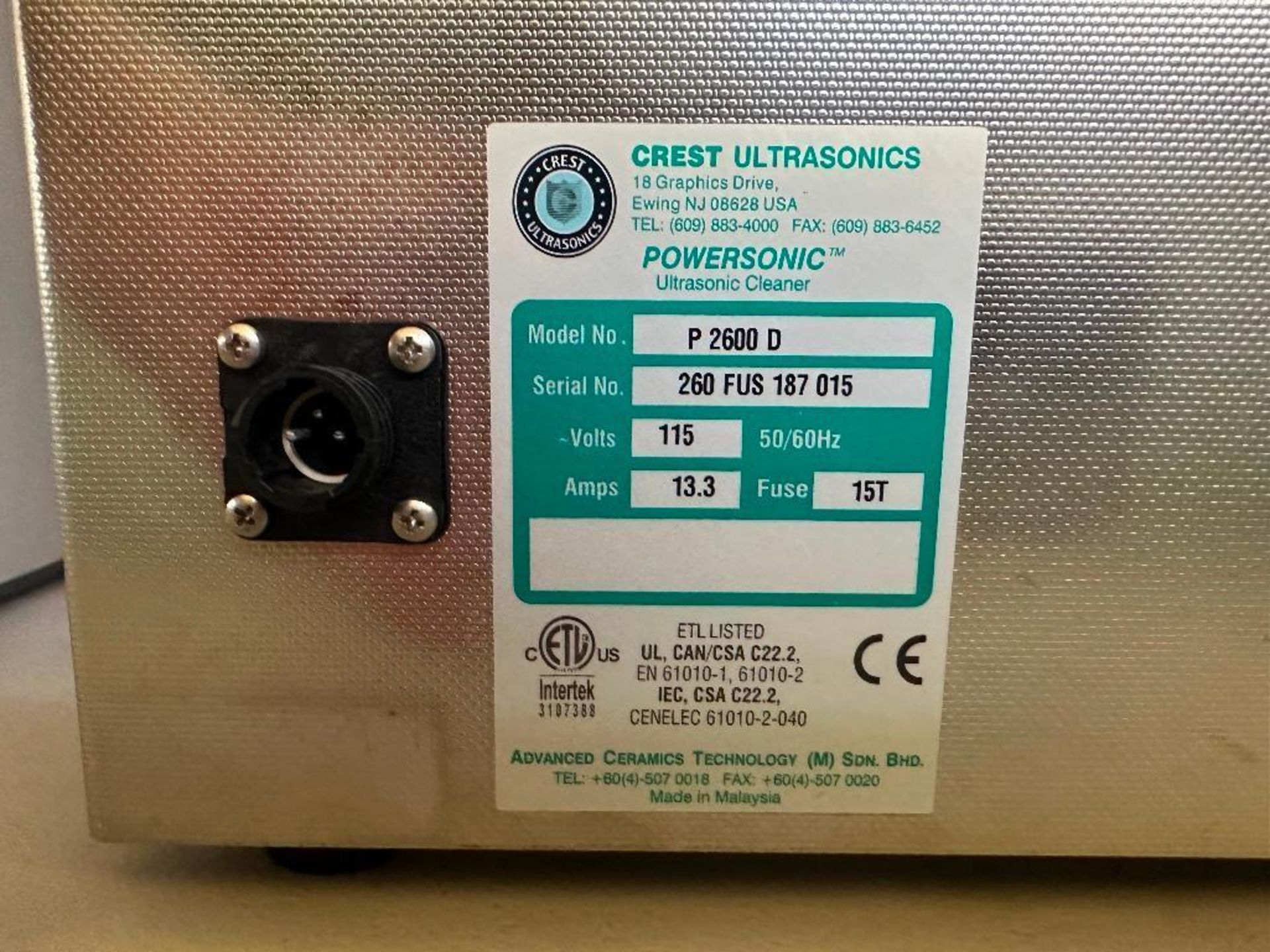 Crest P 2600 D Ultrasonic Cleaner, s/n 260 FUS 187 025 - Image 7 of 7